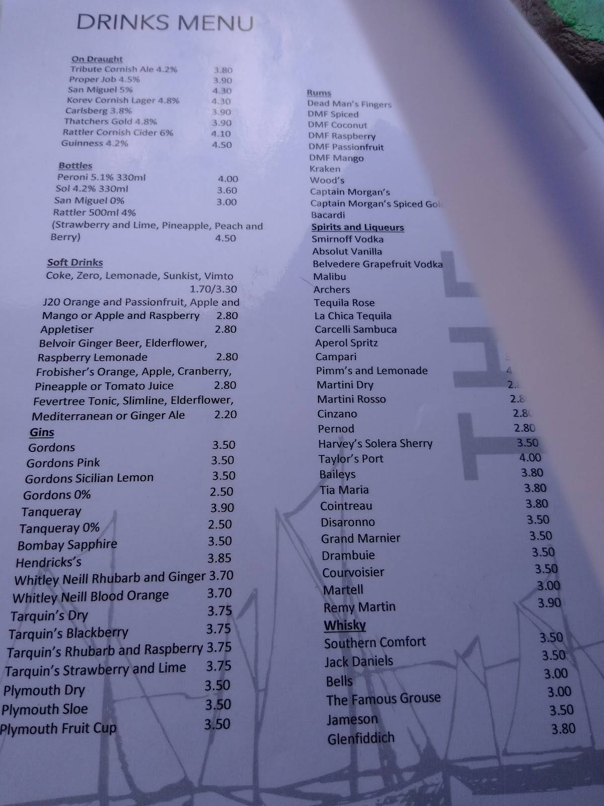 Menu at The Bay Bar & Restaurant, Kingsand