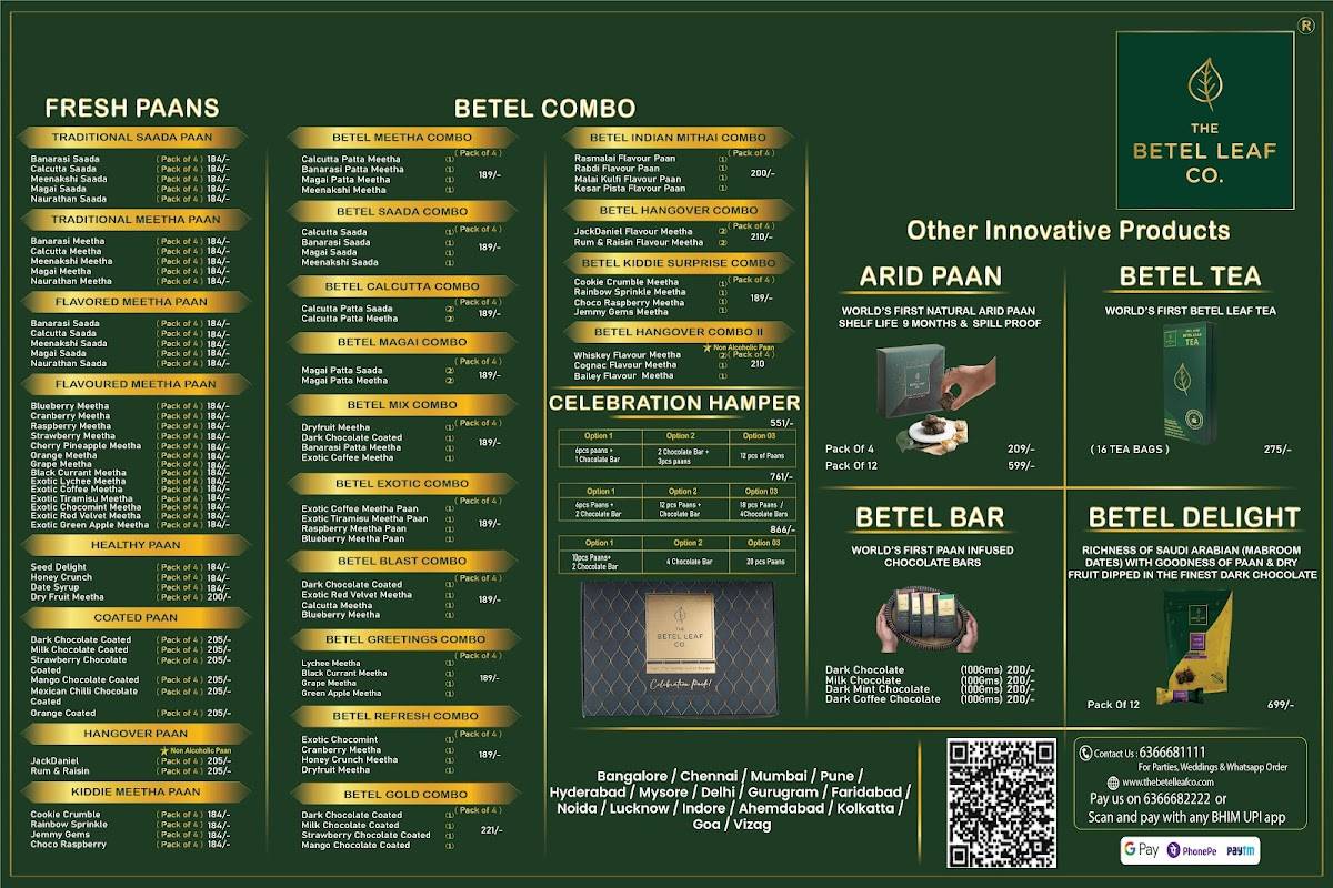 The Betel Leaf Co Banjara Hills menu