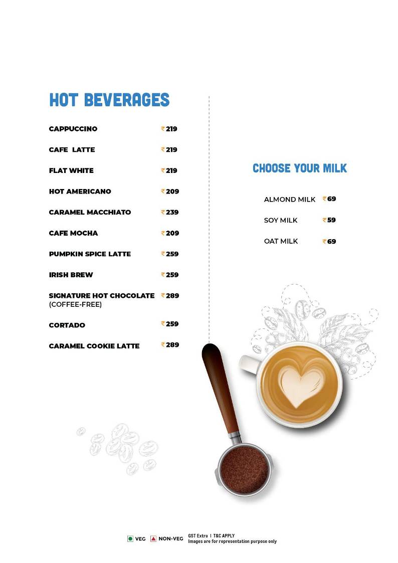 The Black Coffee Cafe menu