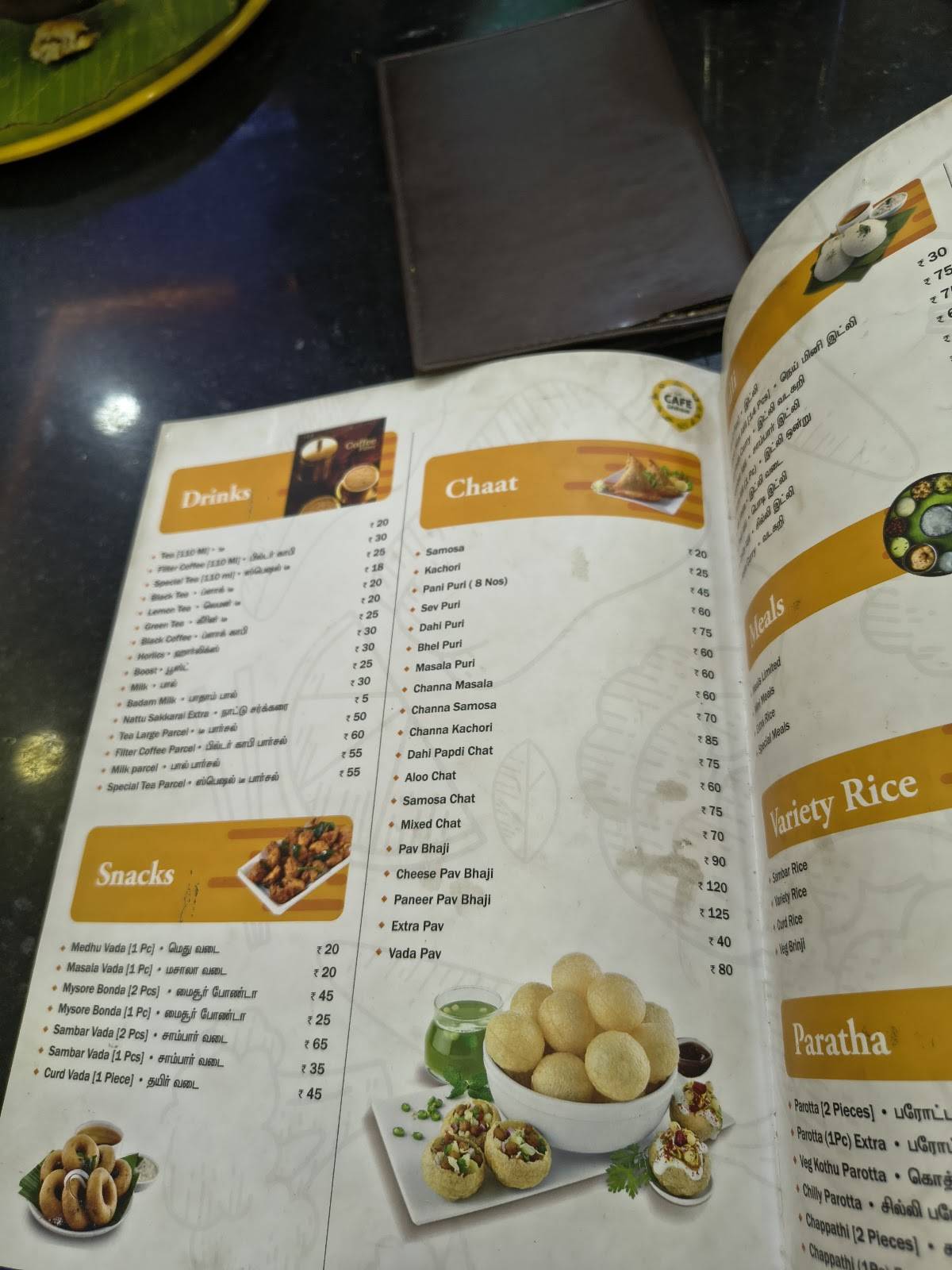 The Cafe Chennai menu