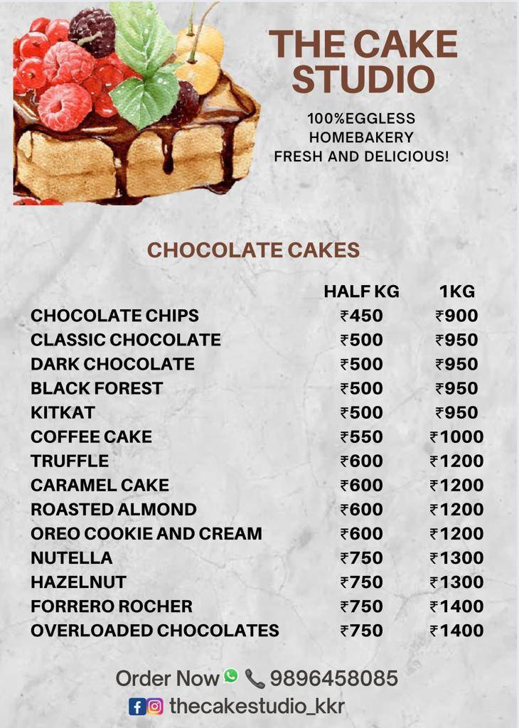 The Cake Studio Kurukshetra menu