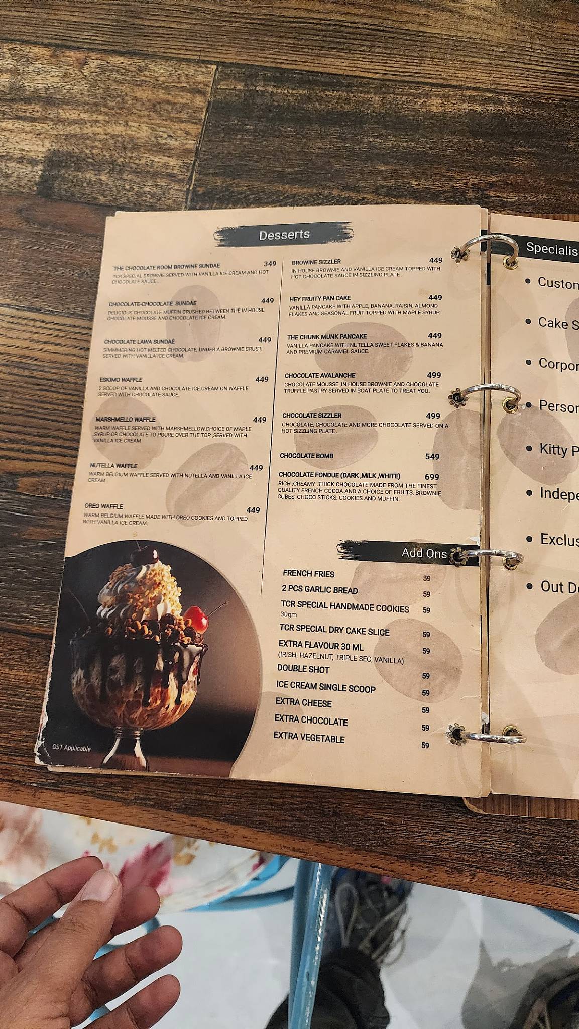 The Chocolate Room zirakpur menu