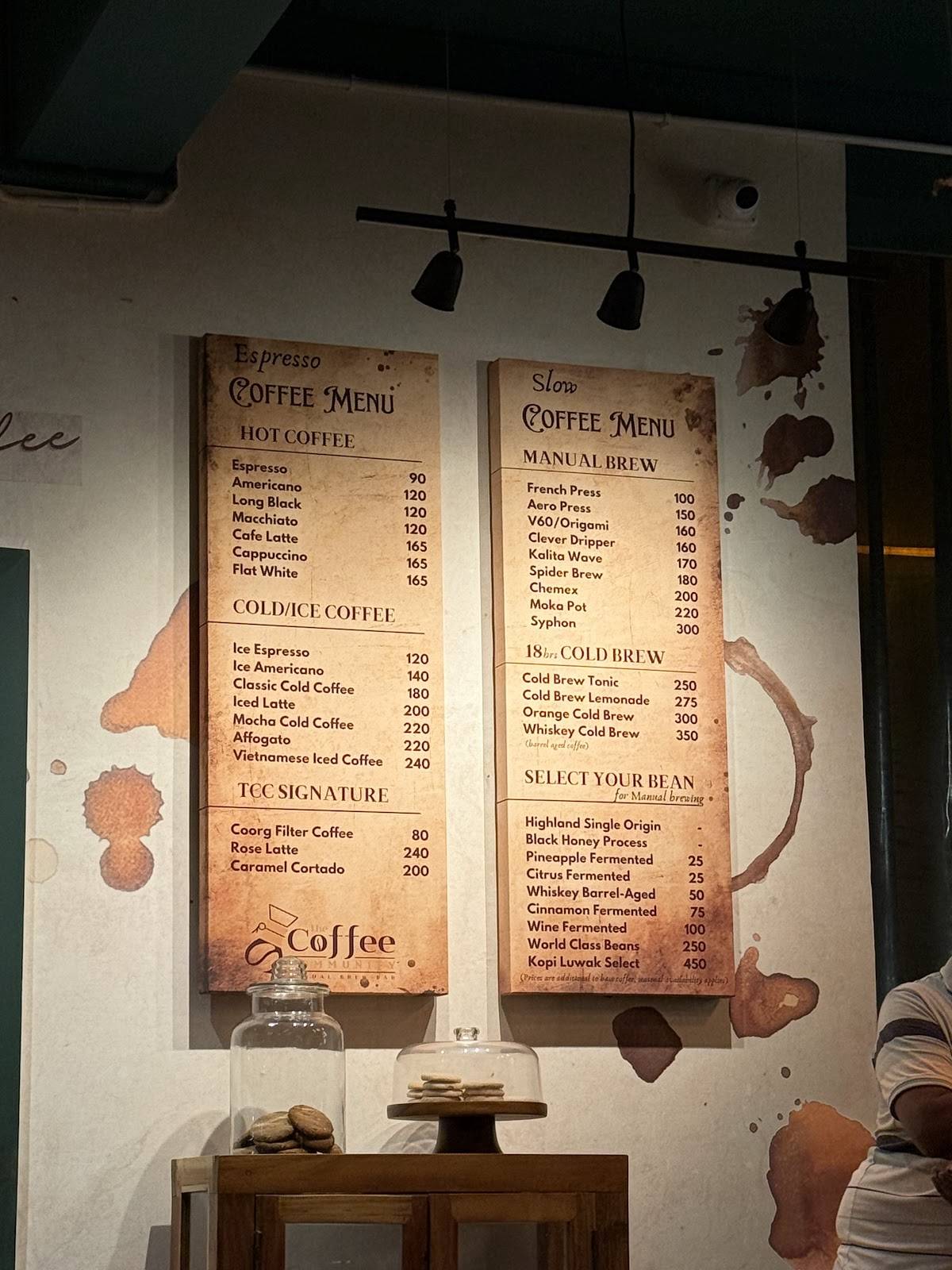 The Coffee Community menu