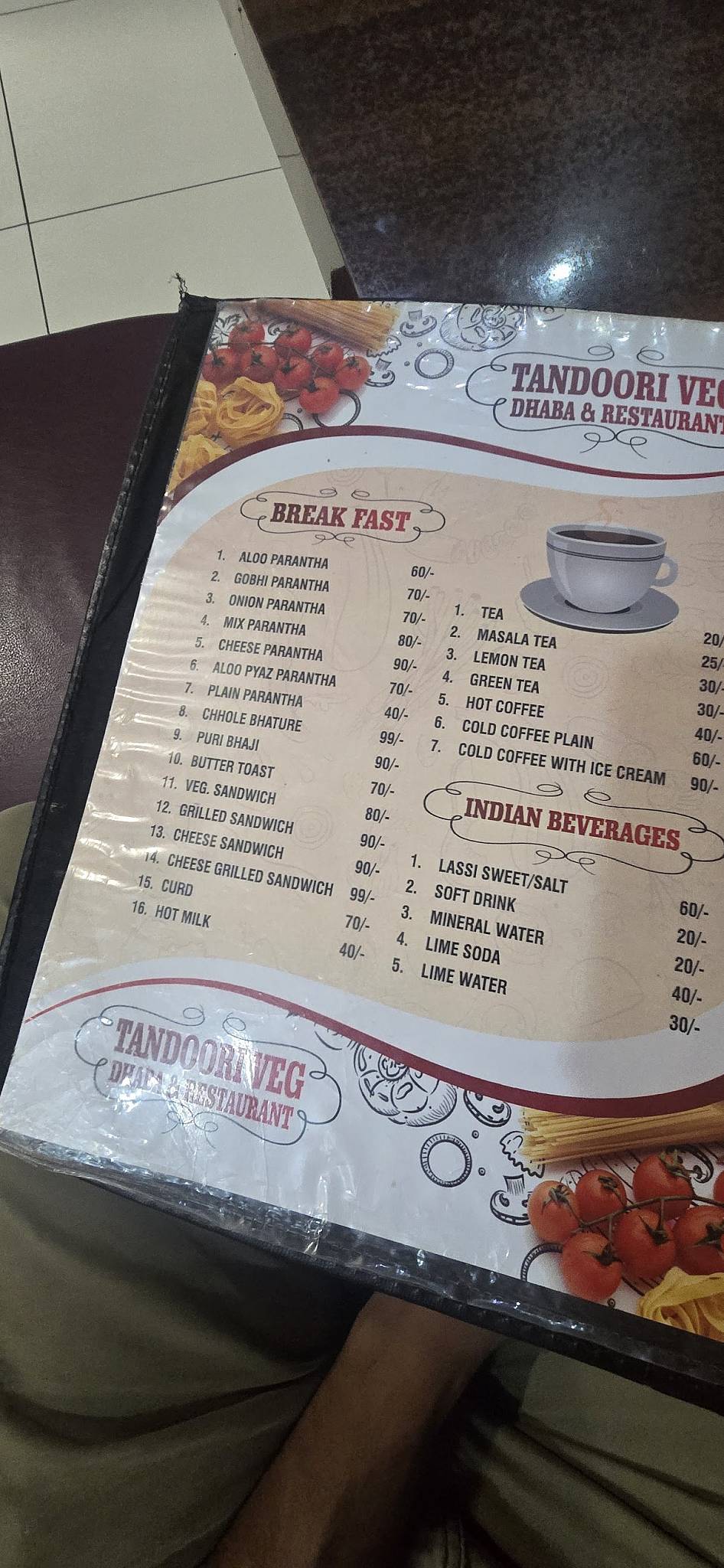 The DHABA menu