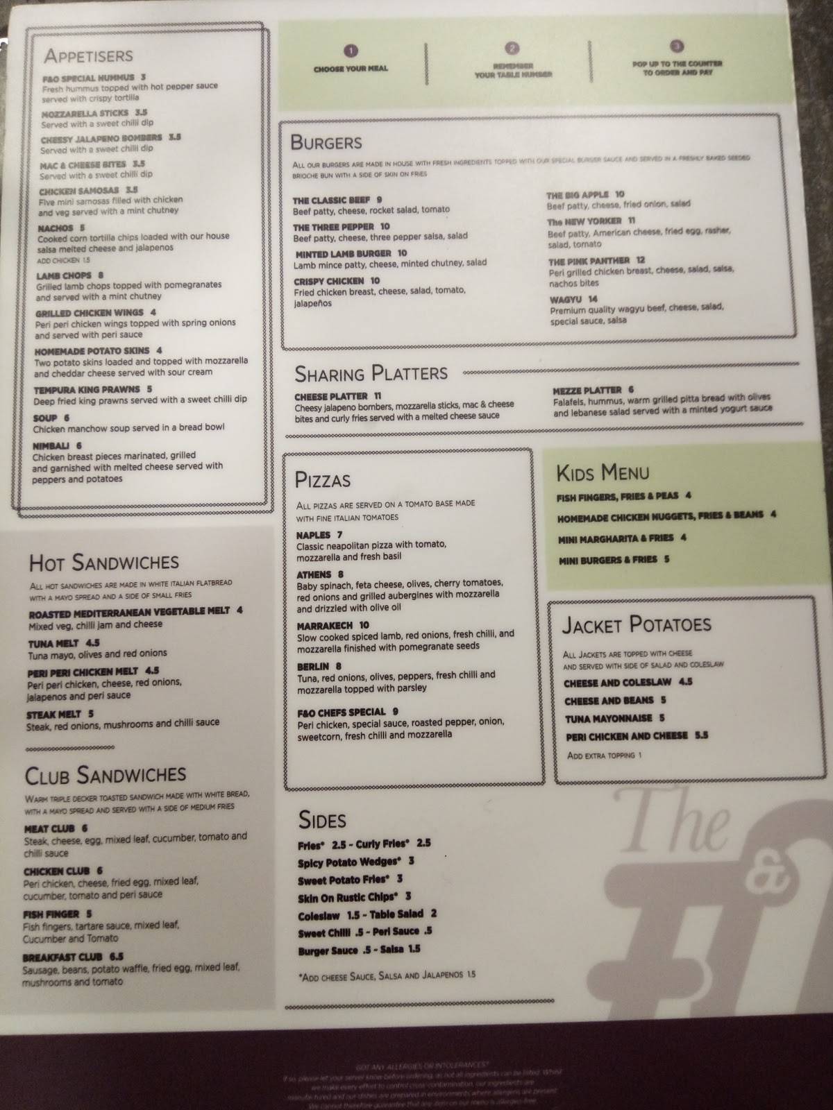 Menu at The Fig & The Olive restaurant, Blackburn