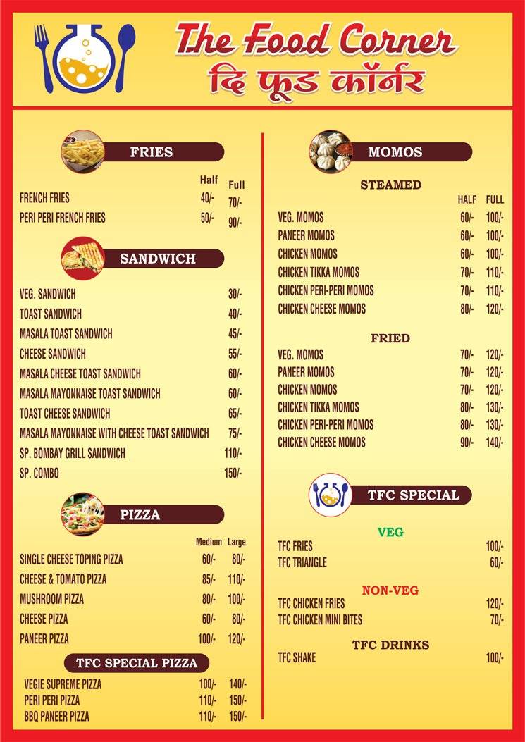 Menu at The Food Corner (TFC), Mumbai