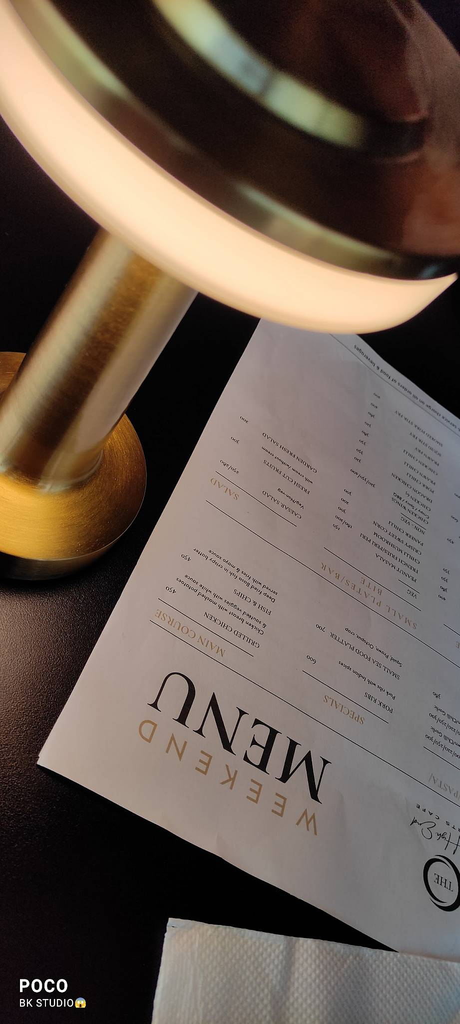 The High End Sports Cafe menu