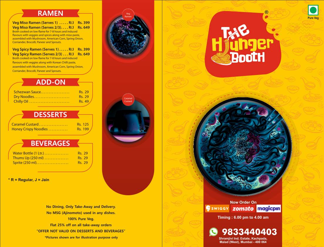 The Hunger Booth menu