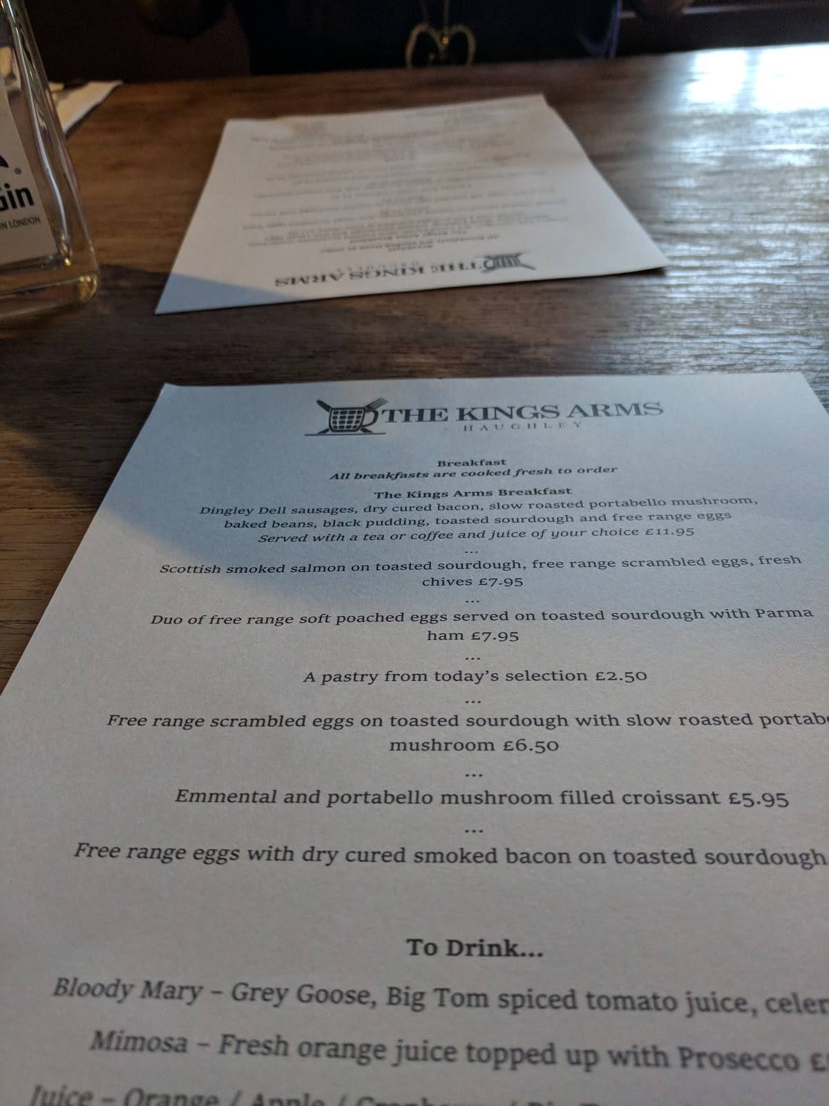 Menu at The Kings Arms Village Pub, Haughley