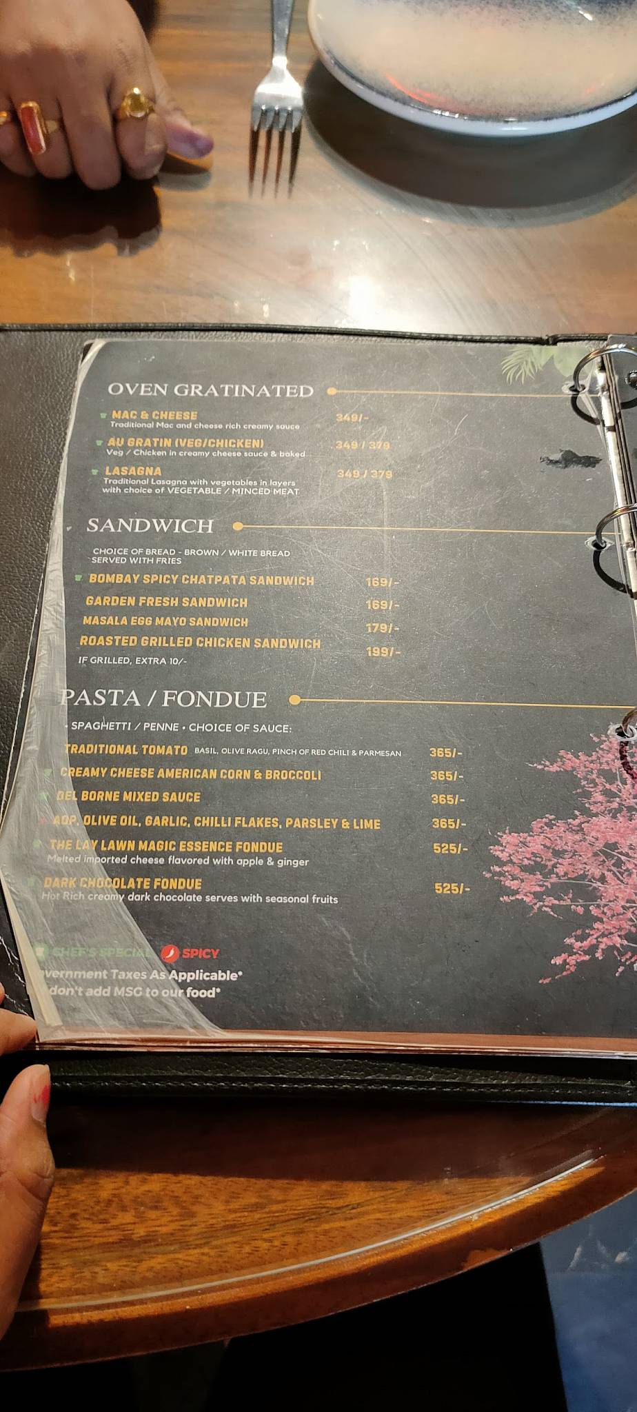 The Lay lawn menu