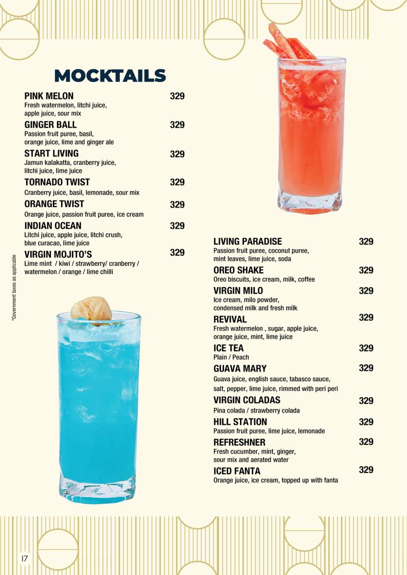 The Living Room Coimbatore menu