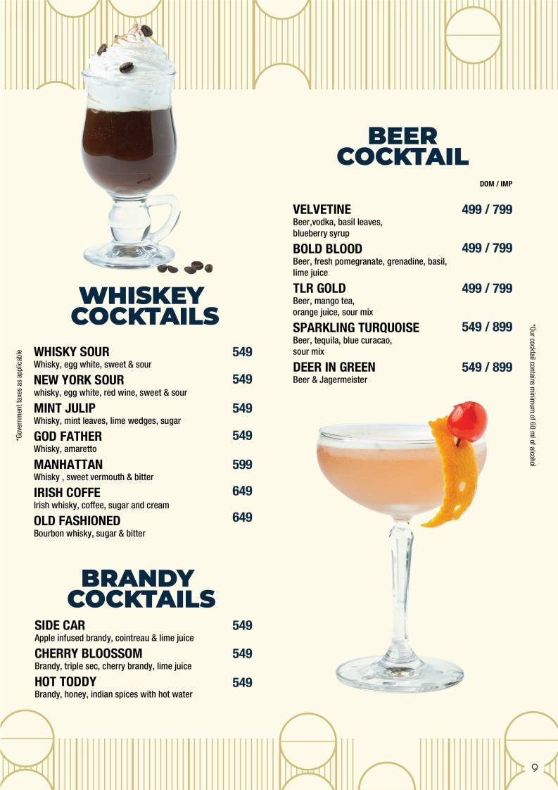 The Living Room Coimbatore menu