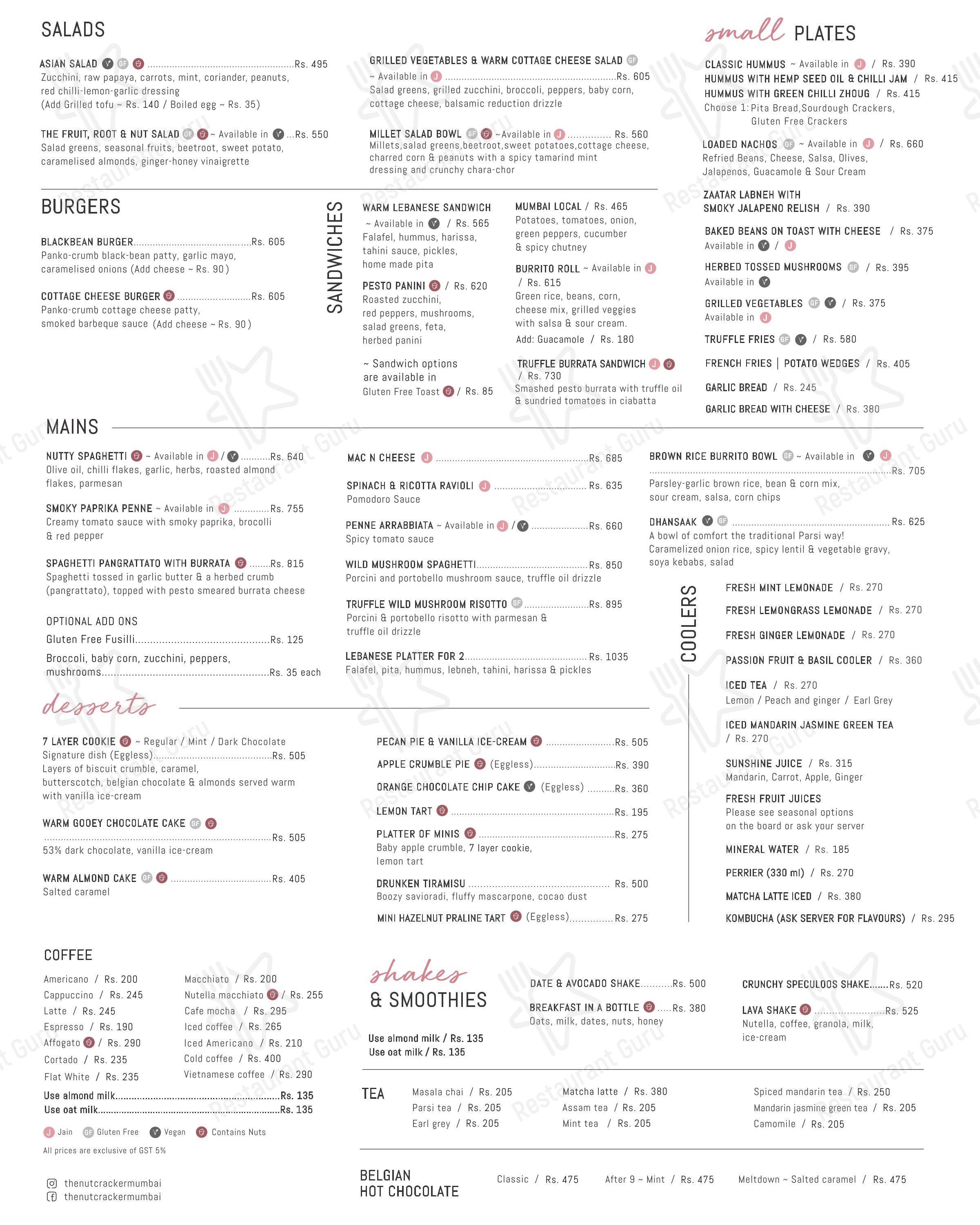 Menu bar for The Nutcracker in Mumbai