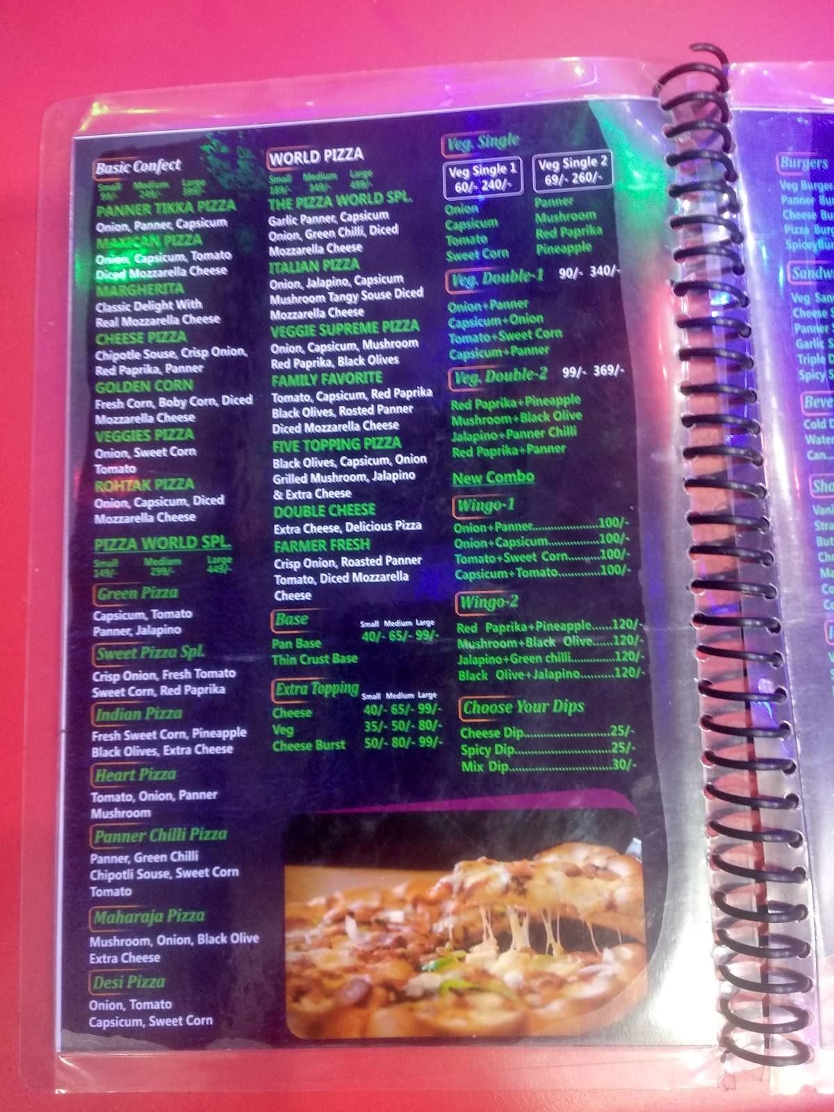 The Pizza World menu