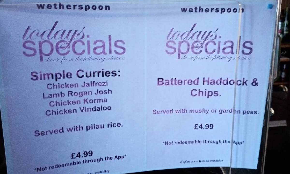 Menu at The Poulton Elk • JD Wetherspoon pub & bar, PoultonleFylde