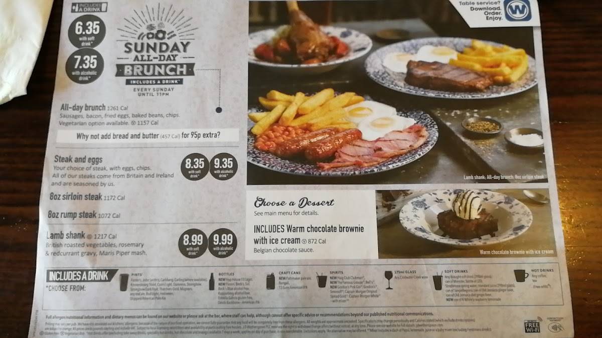 Menu at JD Wetherspoons The Prince Arthur pub & bar, Fleet