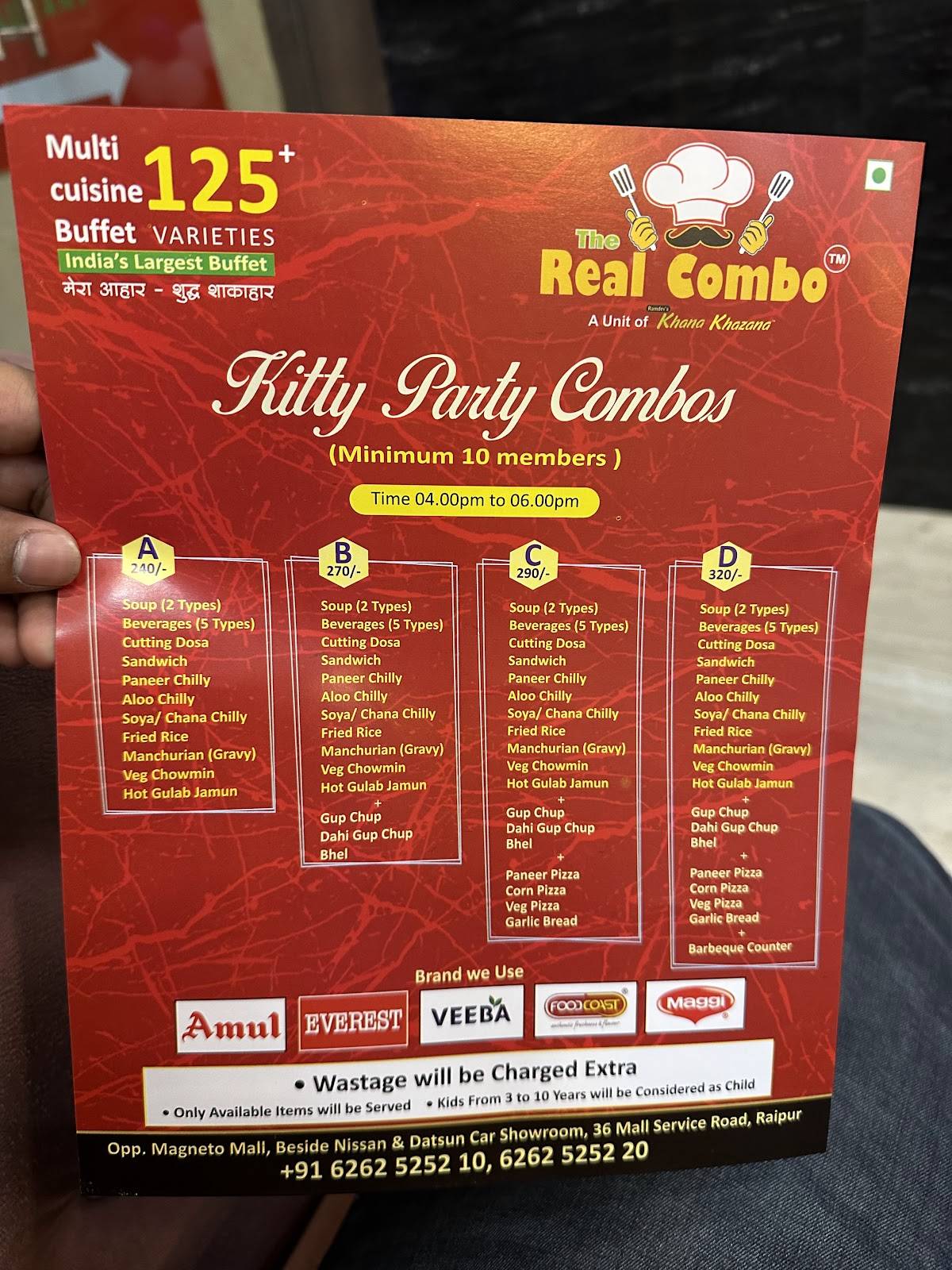 The Real Combo menu