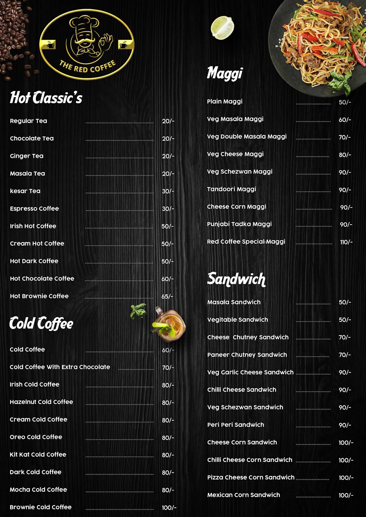 The Red Coffee menu