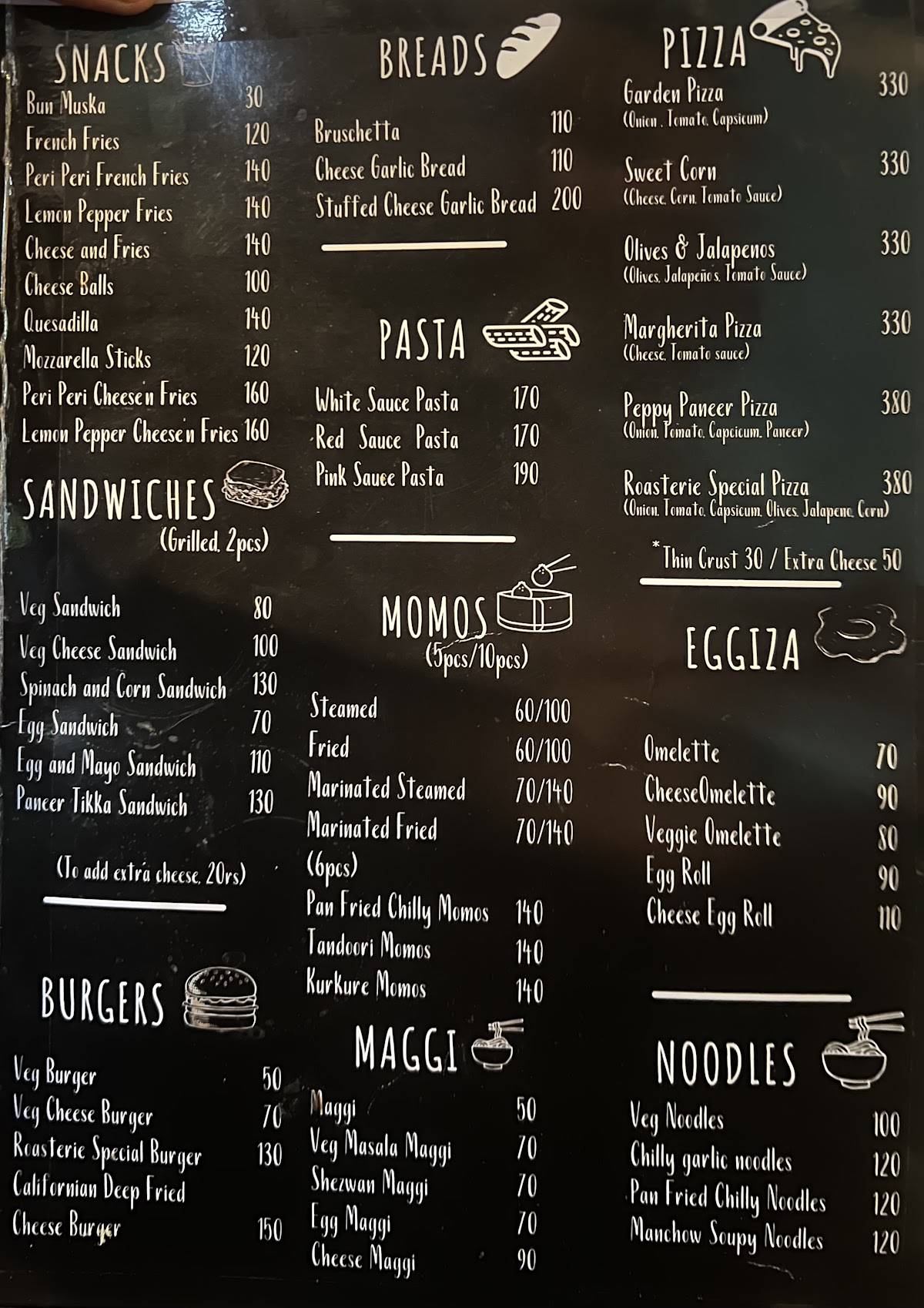 The Roasterie Cafe menu