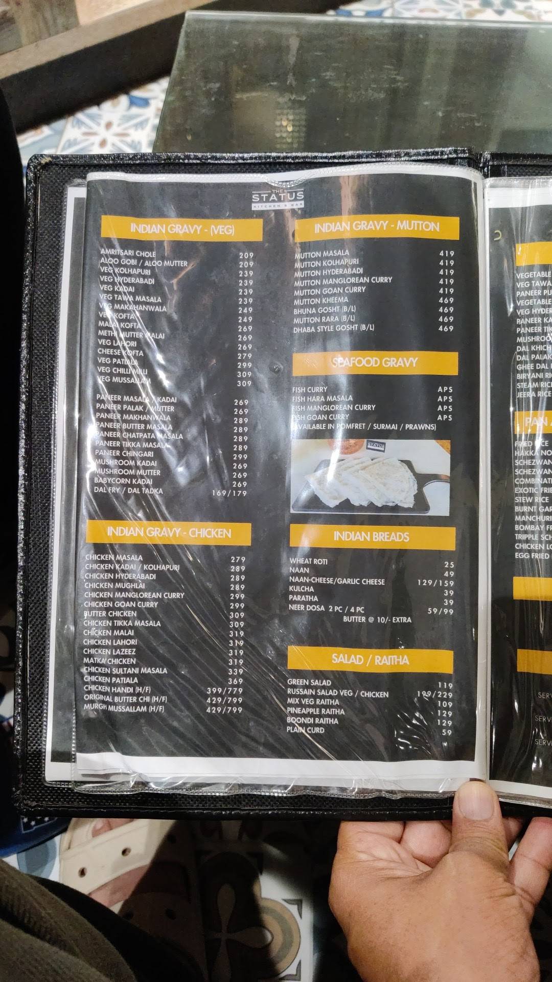 The Status - Kitchen & Bar menu
