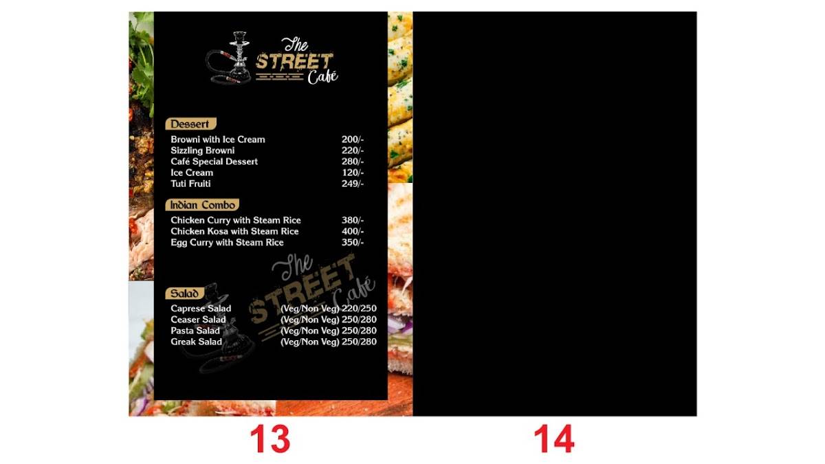 The Street Cafe menu