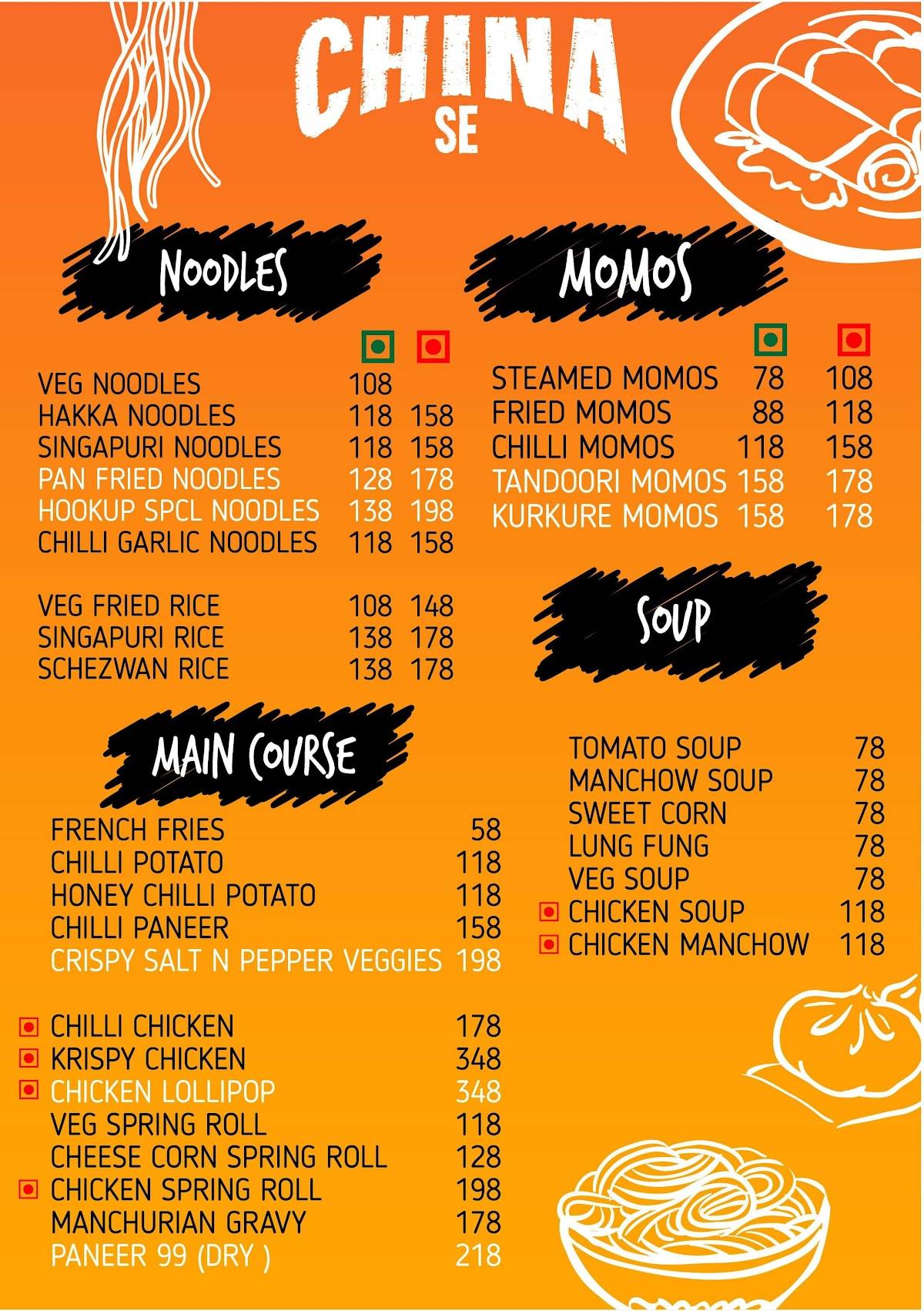 The Urban Street Cafe and Restaurant menu