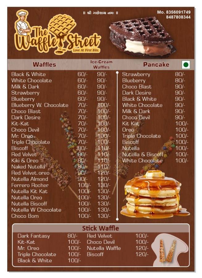 The Waffle Street menu