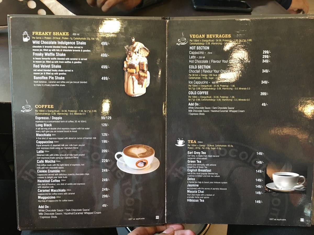 The Chocolate Room menu