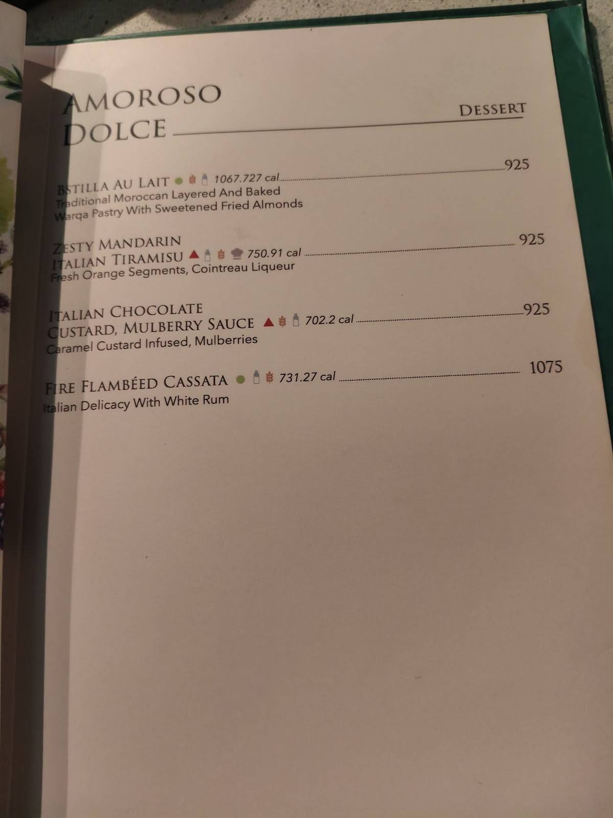Tiamo menu