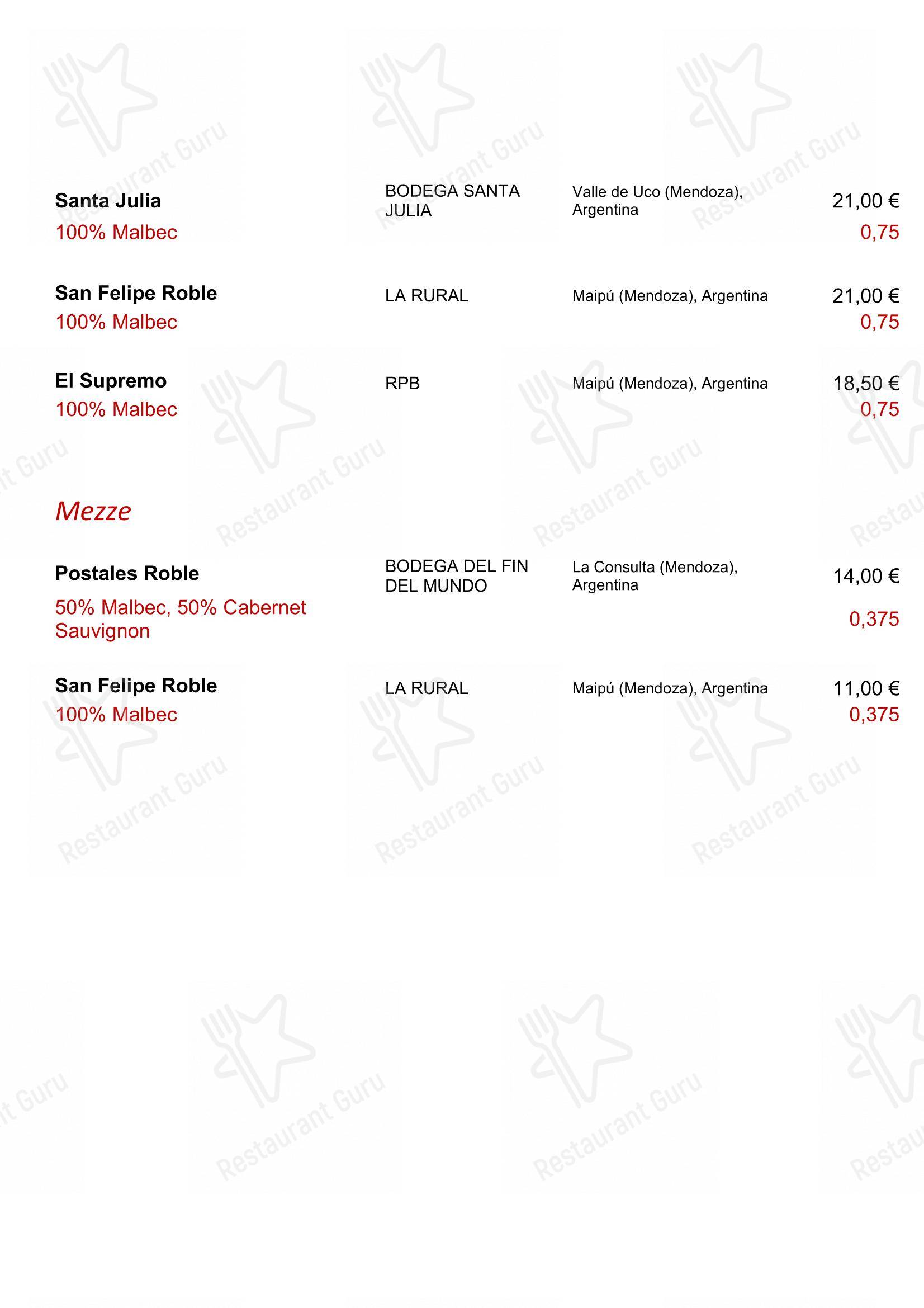 Menu di Ristorante Tijuana Spirano - Menu bar