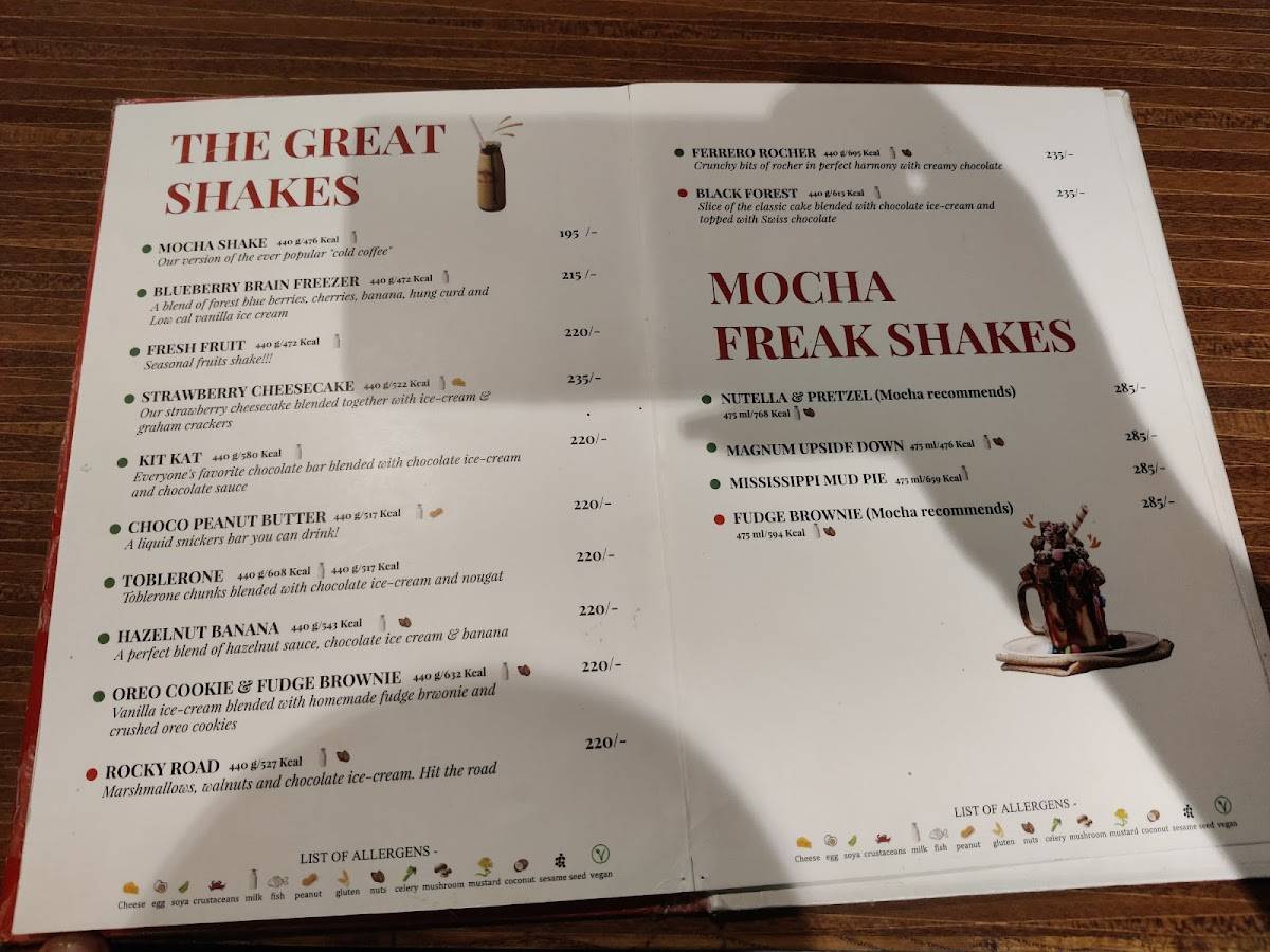 Mocha Café & Bar menu