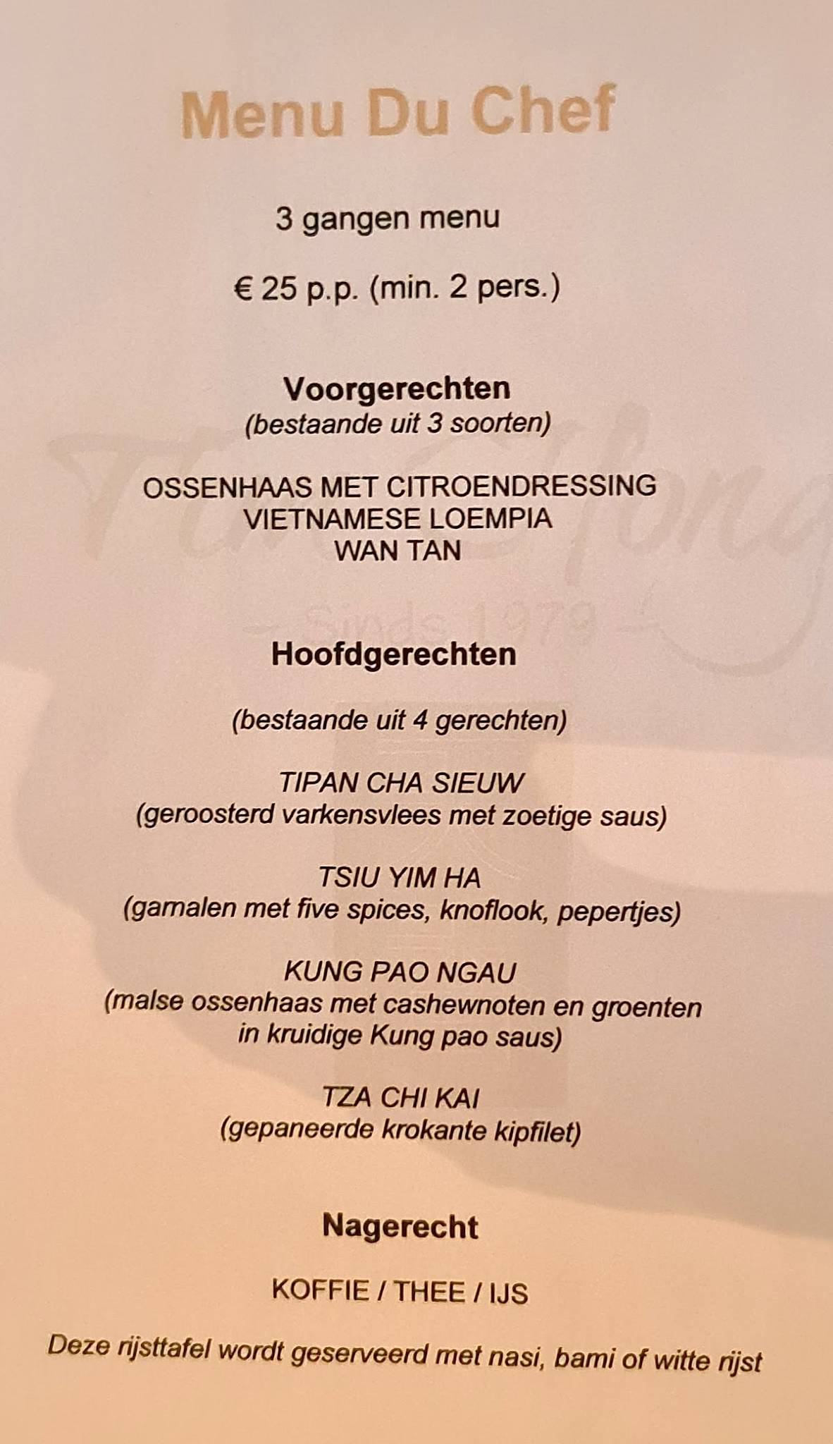 Menu de Tim Hong