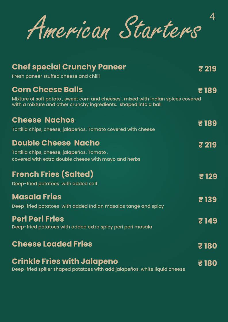 TimeSquare Cafe menu