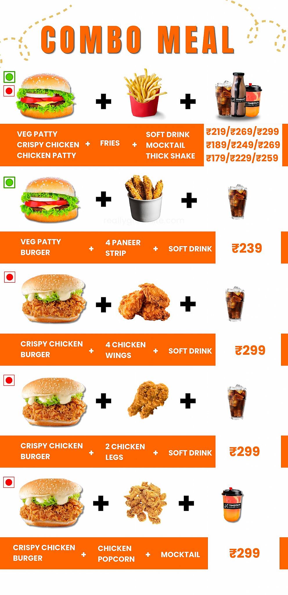 Timeout Gaming Cafe menu