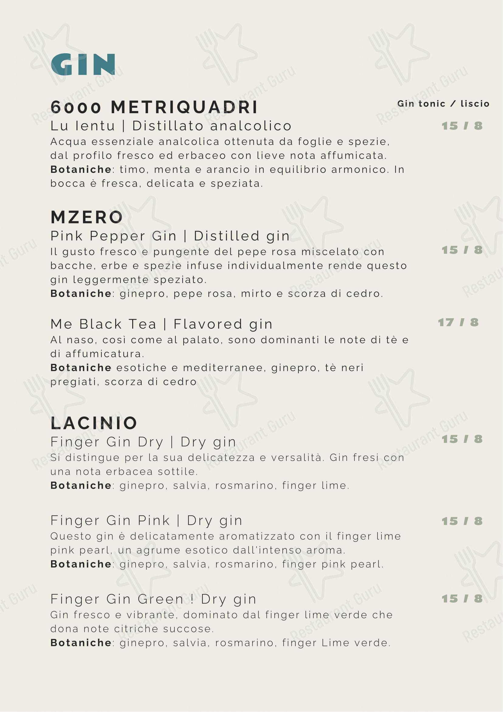Menu bar per Tipico 20 ristorante