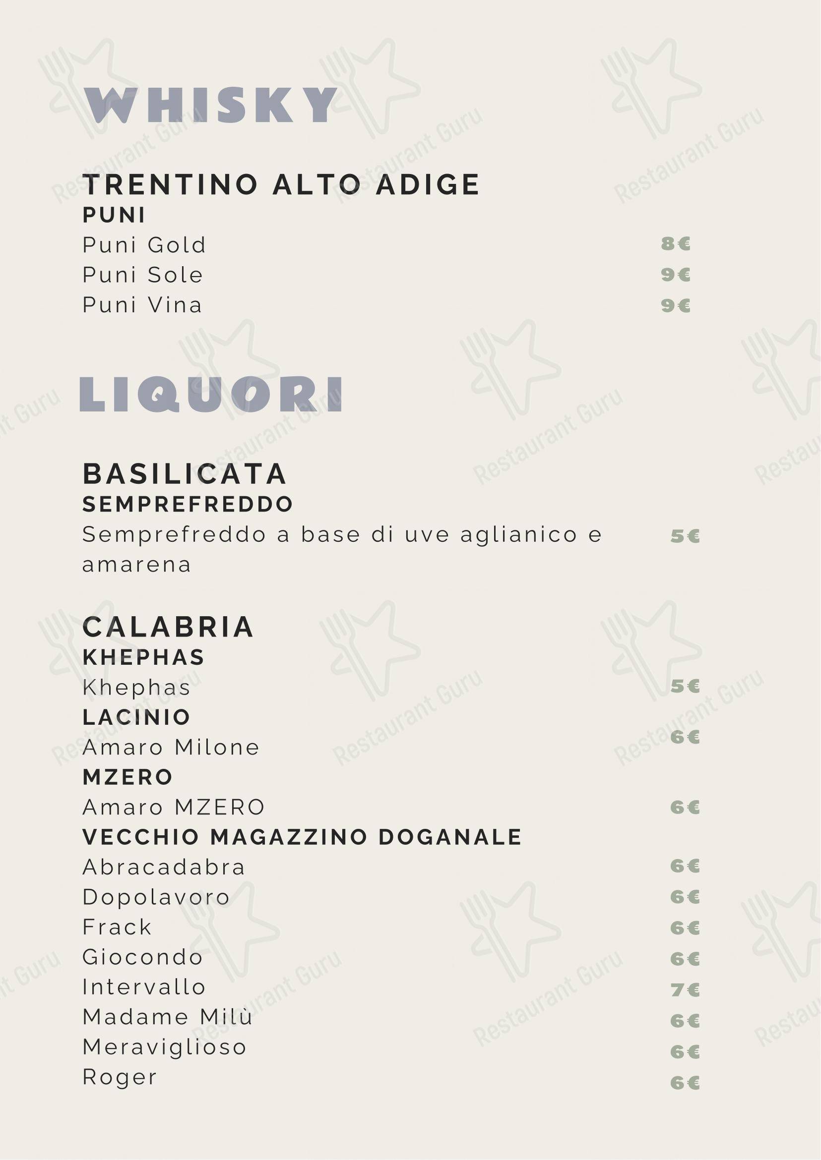 Tipico 20 in Roma - Menu bar