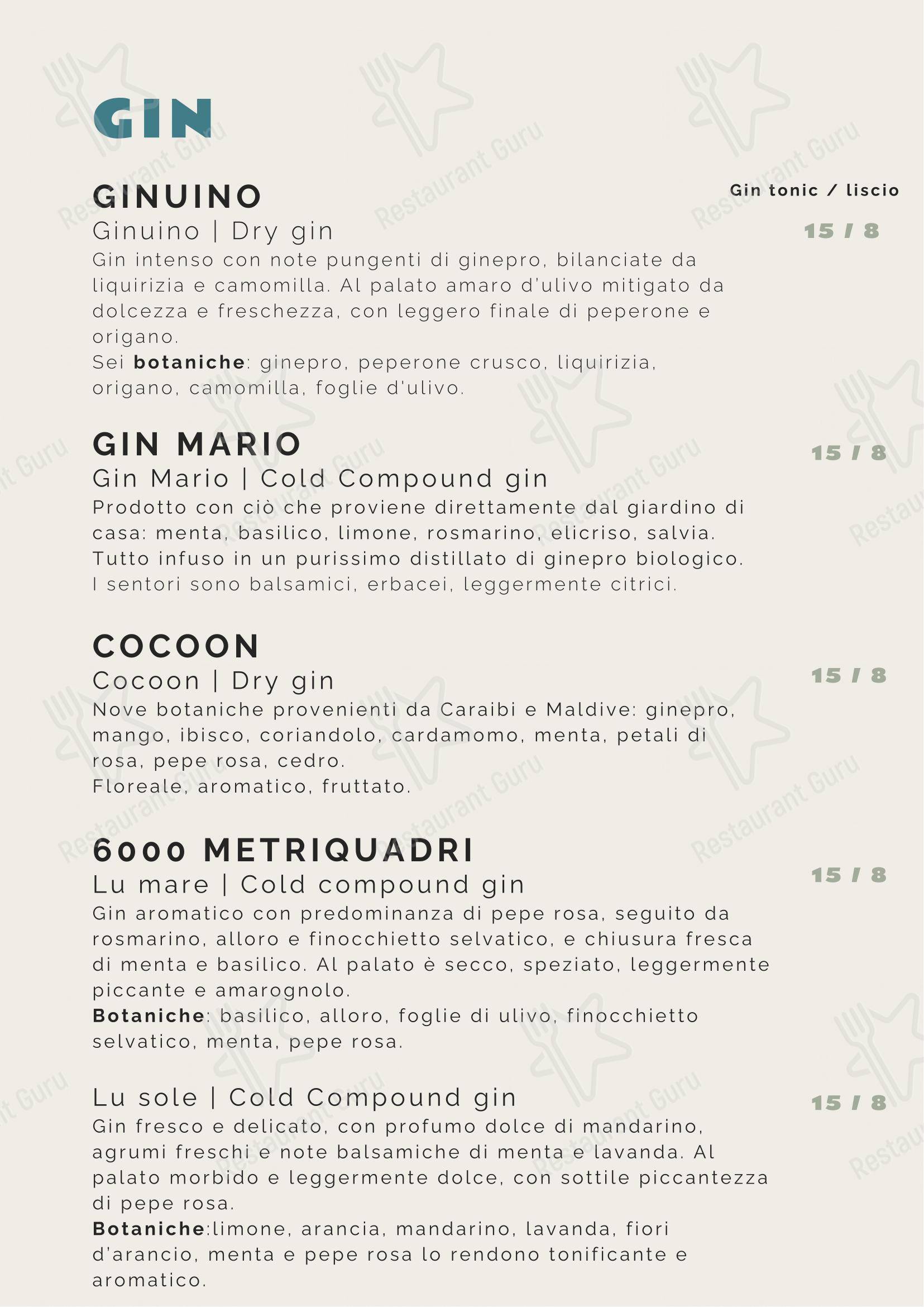 Menu bar per Tipico 20 ristorante
