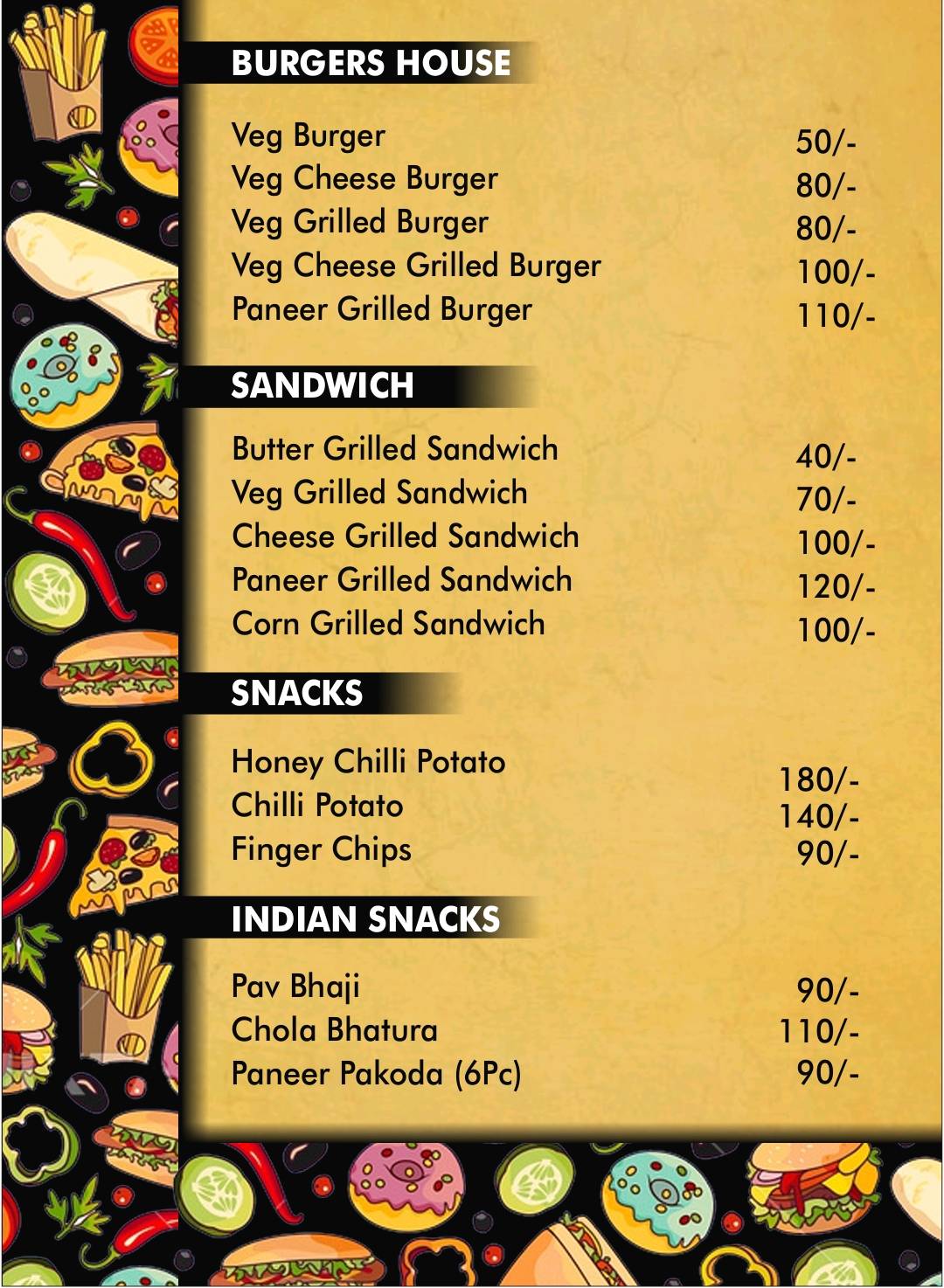 Tipsy Topsy Baker's & Restaurant menu