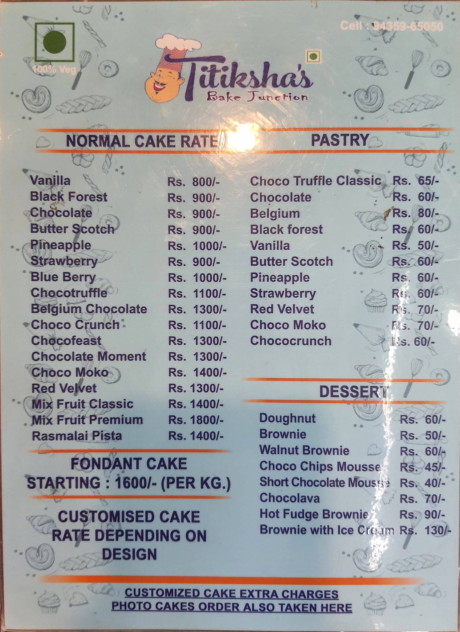 Titiksha's Bake Junction menu