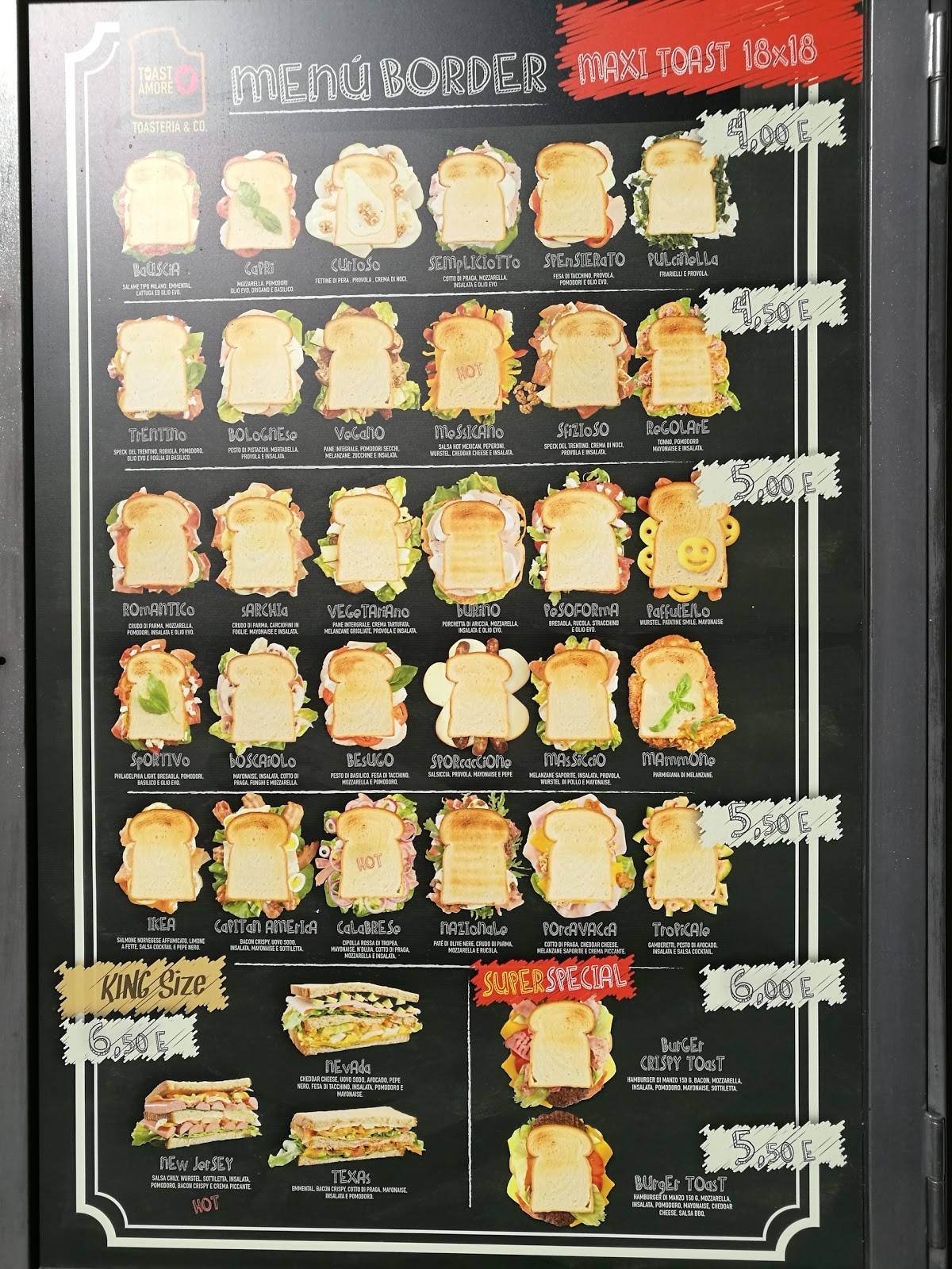 Menu di Toastamore 