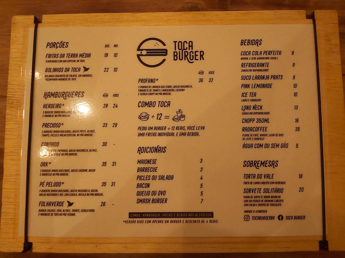 Toca Burger Mogi das cruzes cardápio