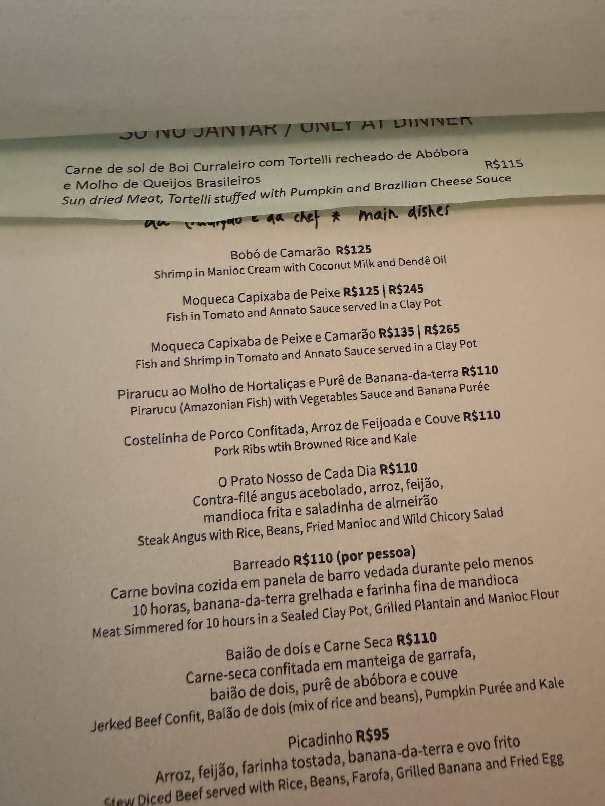 Tordesilhas cardápio