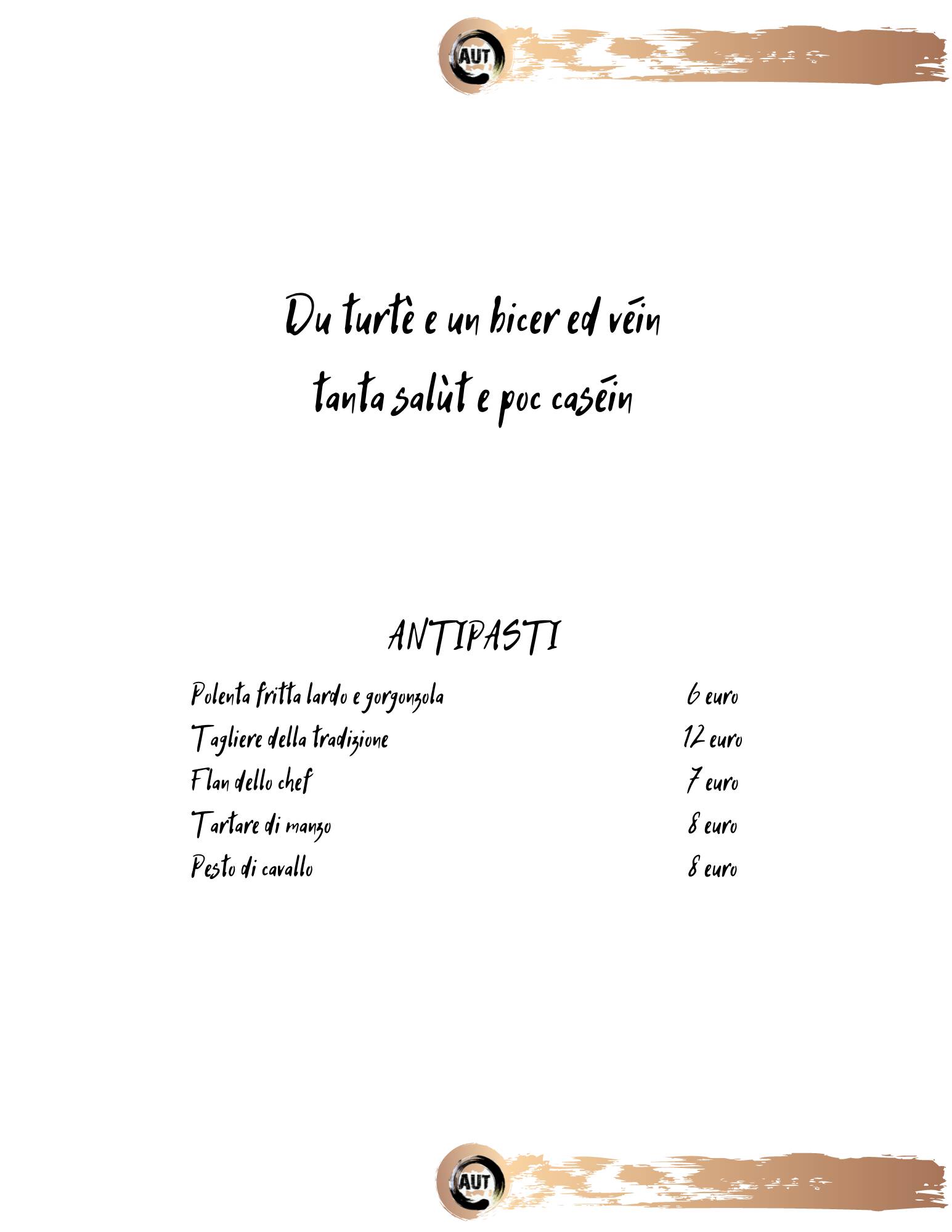 Menu di AUT Pub 