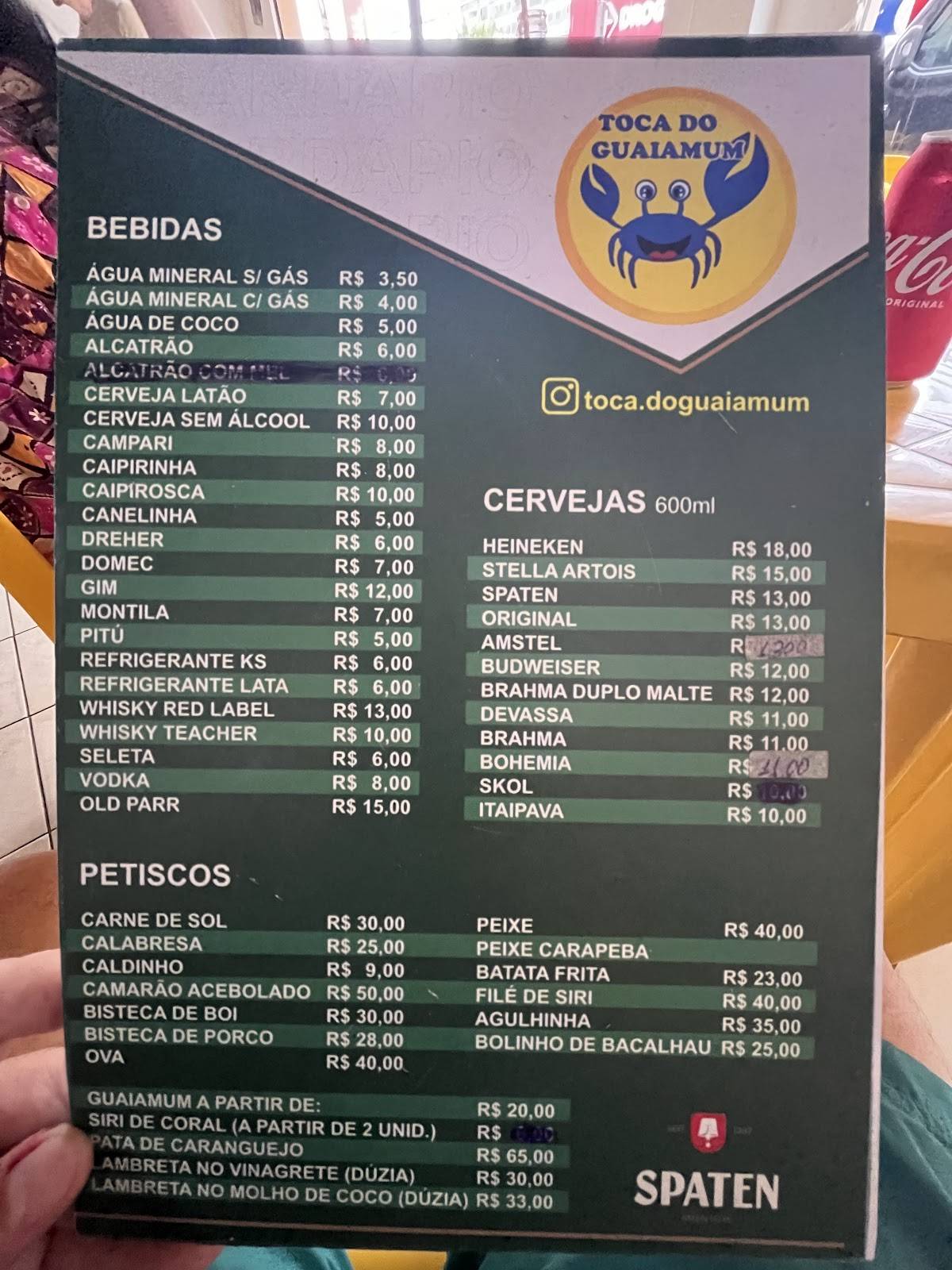 Toca do Guaiamum cardápio