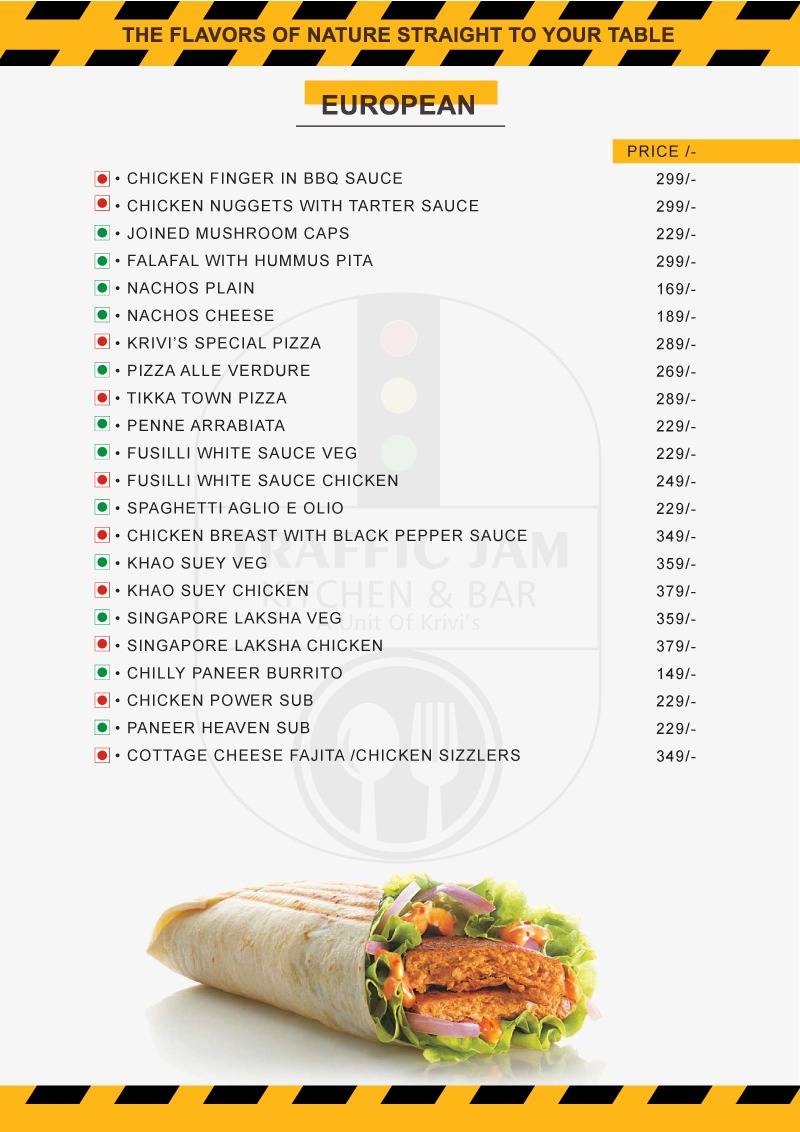 Menu at Traffic Jam Kitchen & Bar, Moradabad