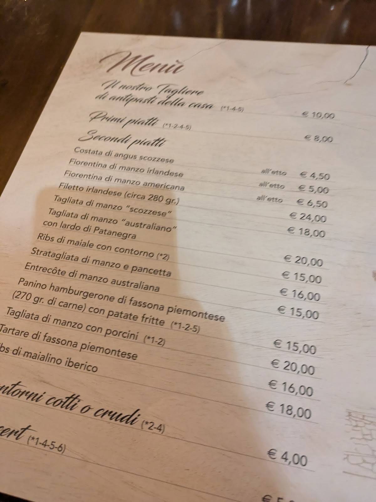 Menu di Trattoria Al Caminetto 