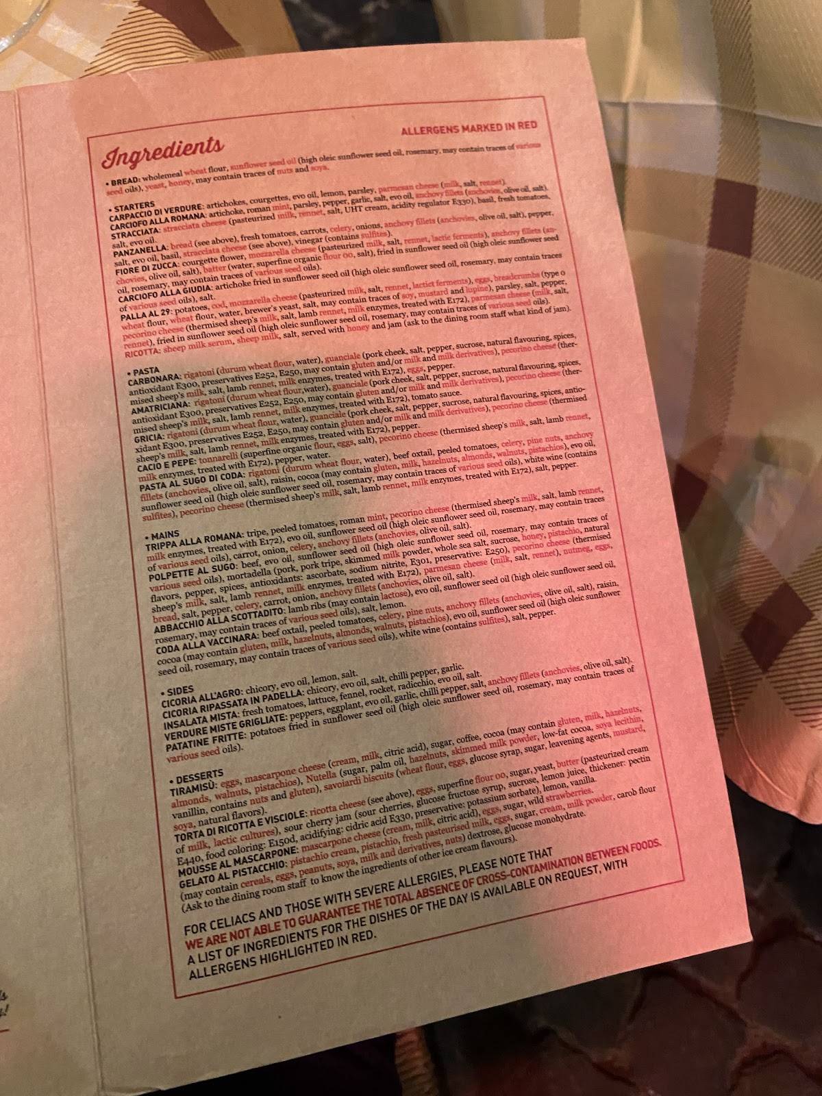 Menu di Trattoria Da Enzo 