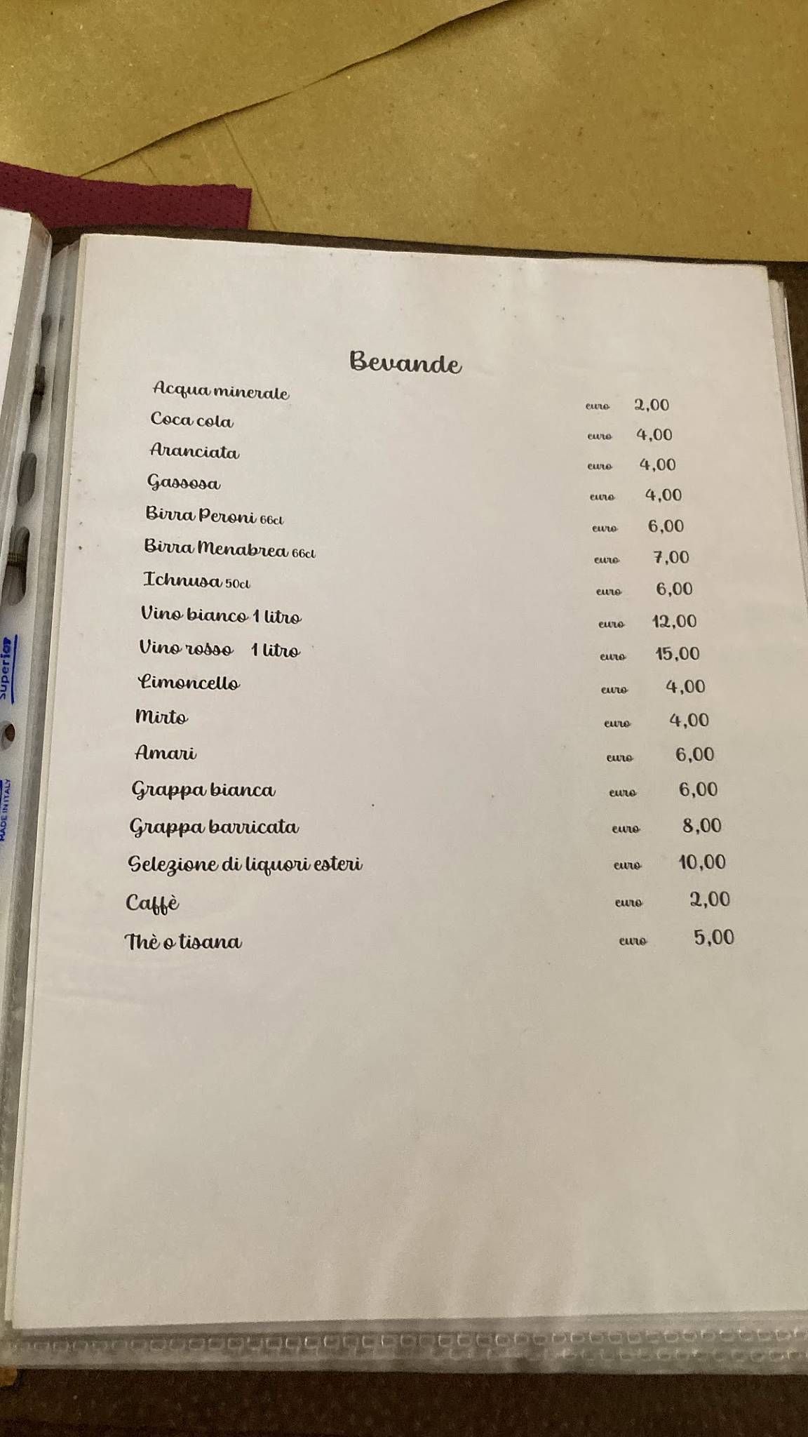 Menu di Trattoria Da Teo 