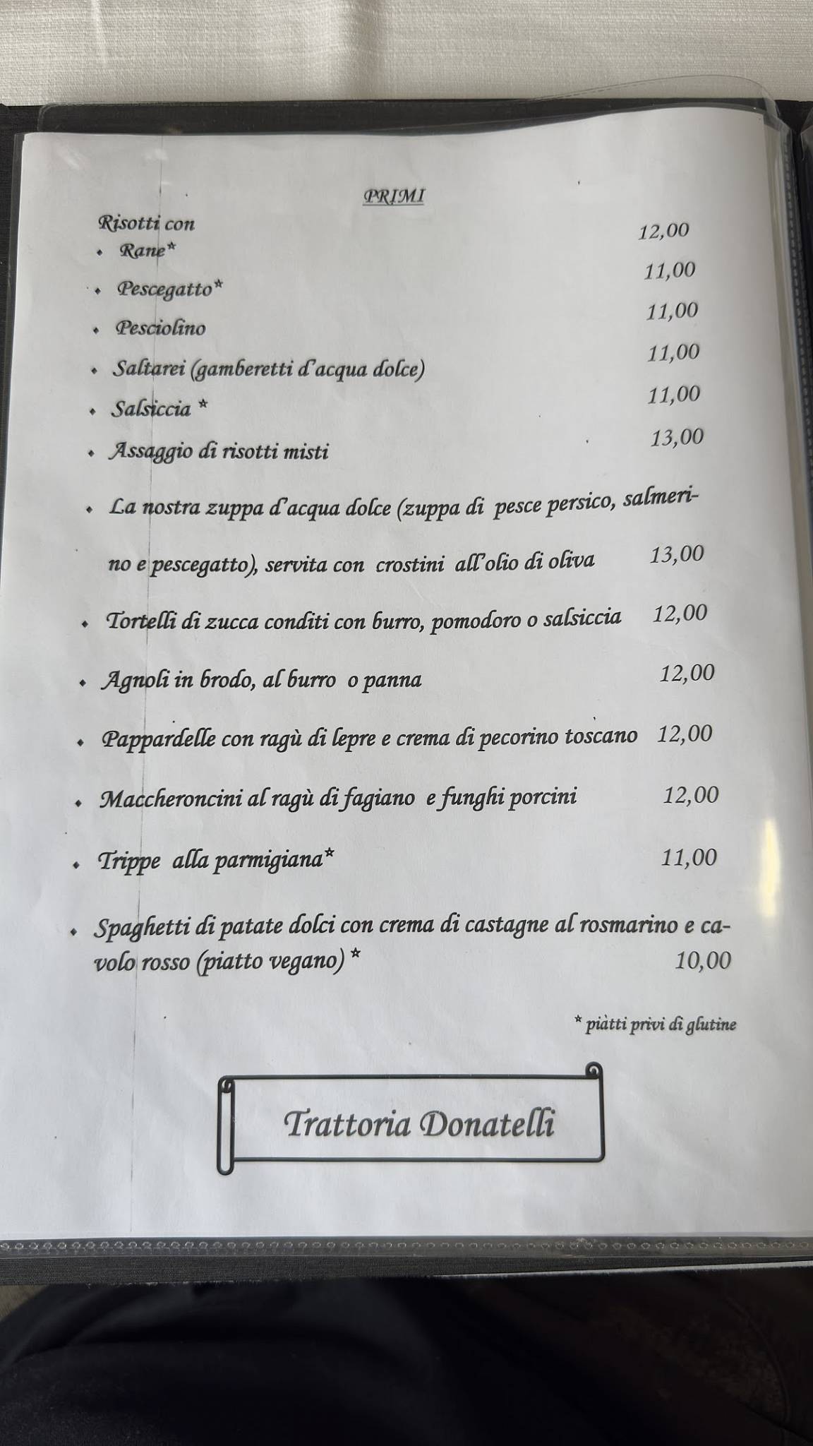 Menu di Trattoria Donatelli 