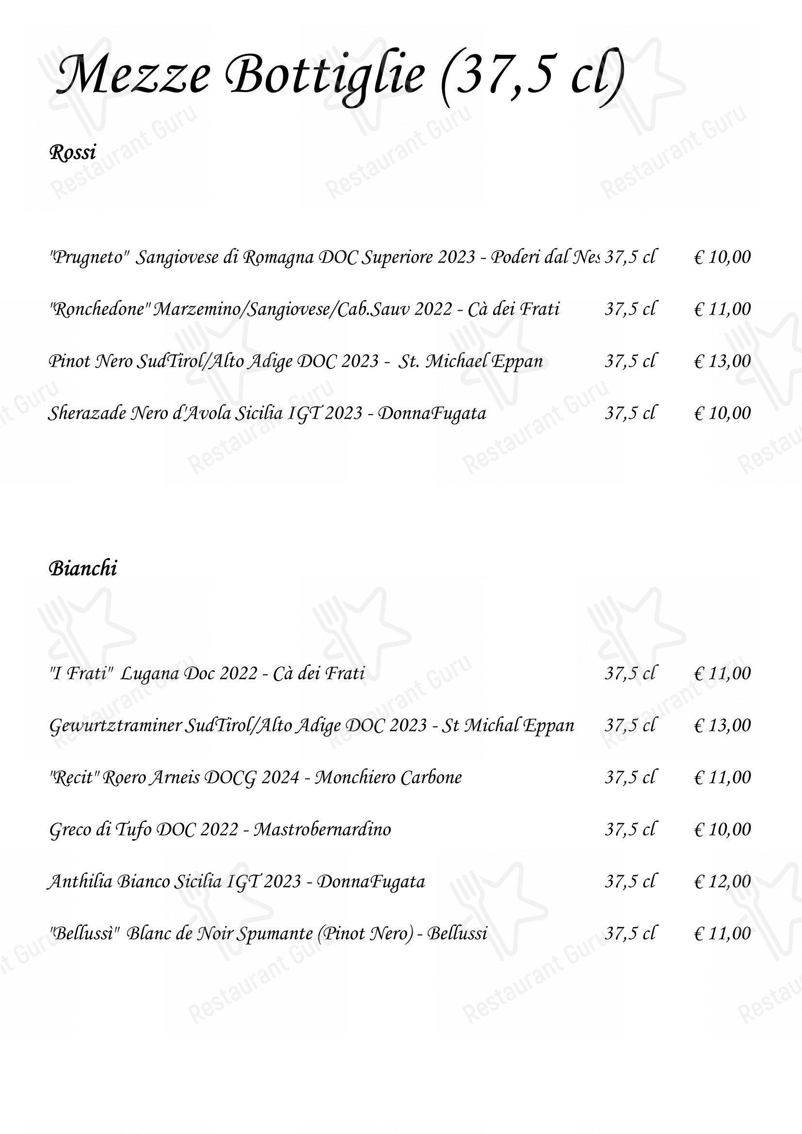 Menu di Trattoria La Rustica - Menu bar